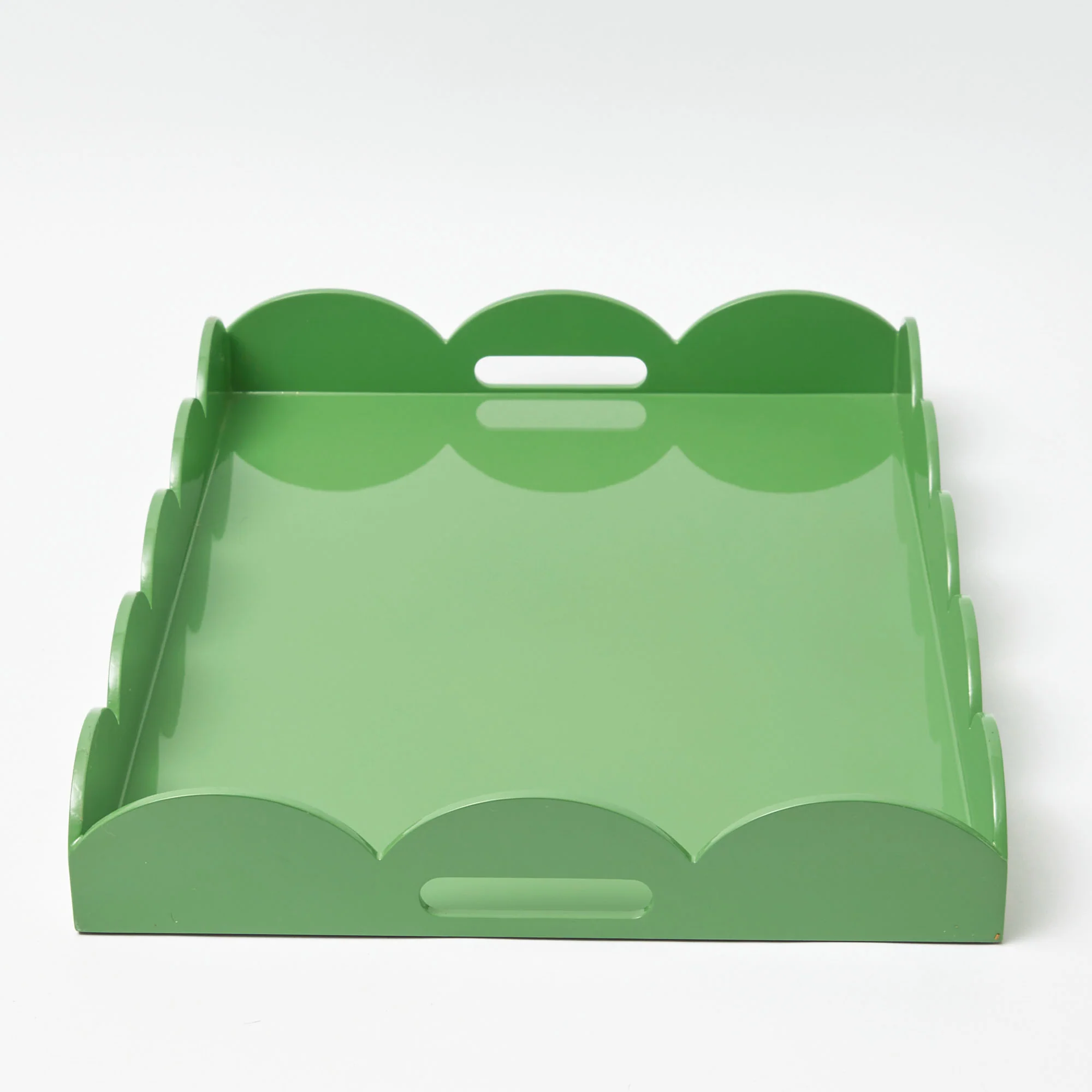 Green Lacquer Scalloped Tray - Image 7