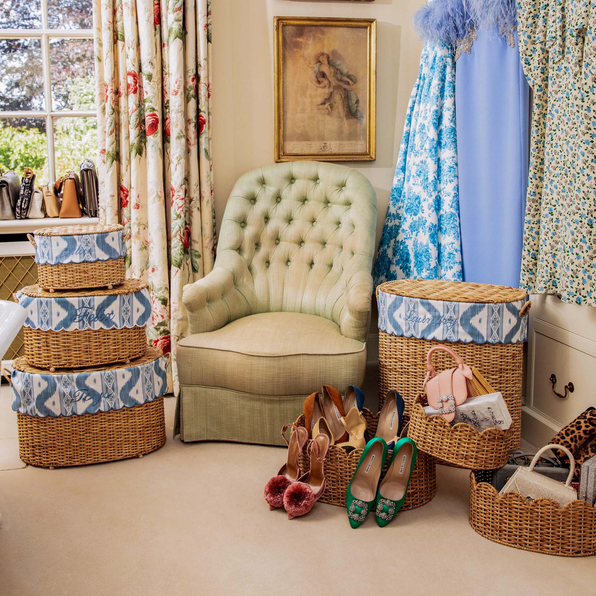 Isabella Rattan Basket with Ikat Liner (Medium) - Image 4