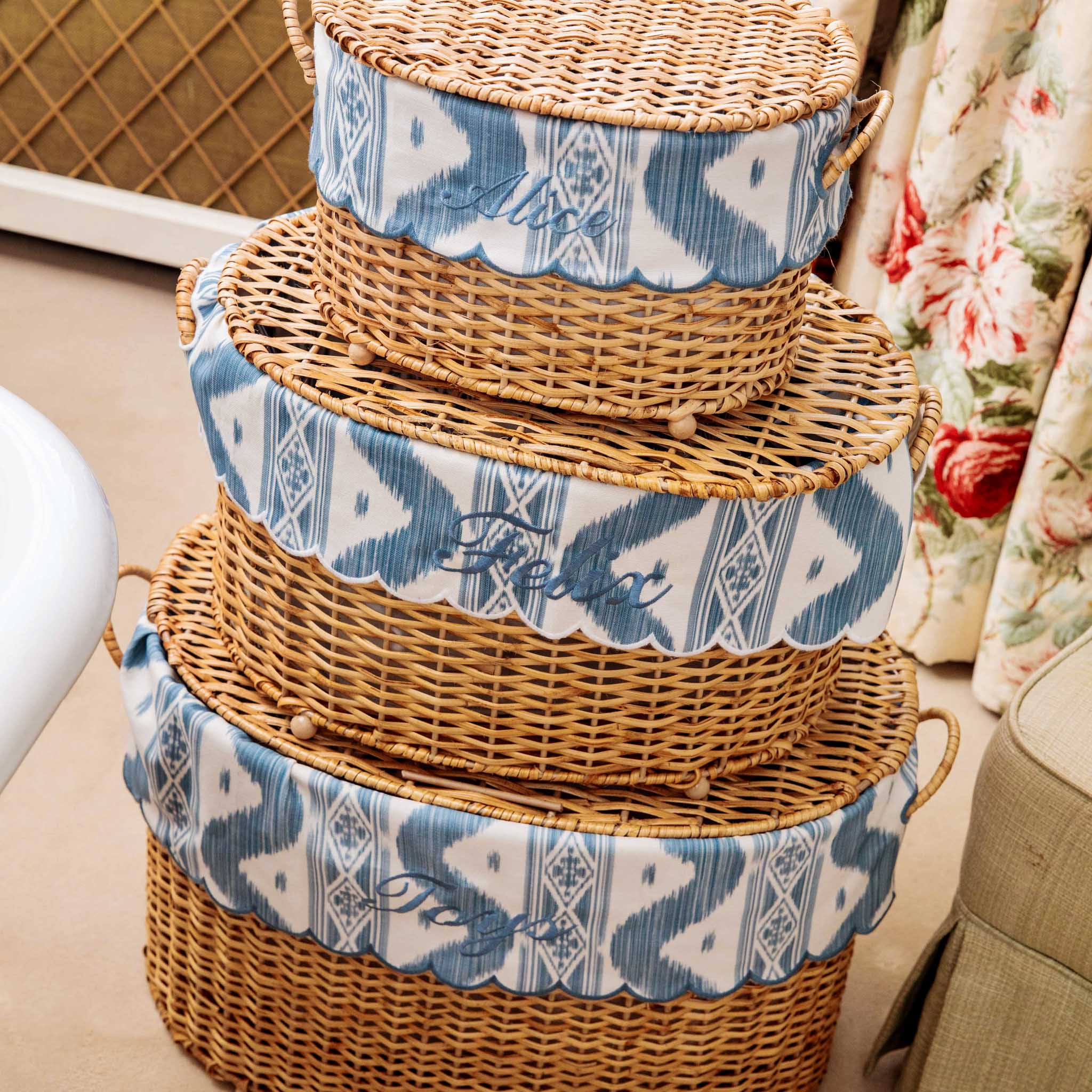 Isabella Rattan Basket with Ikat Liner (Medium) - Image 3