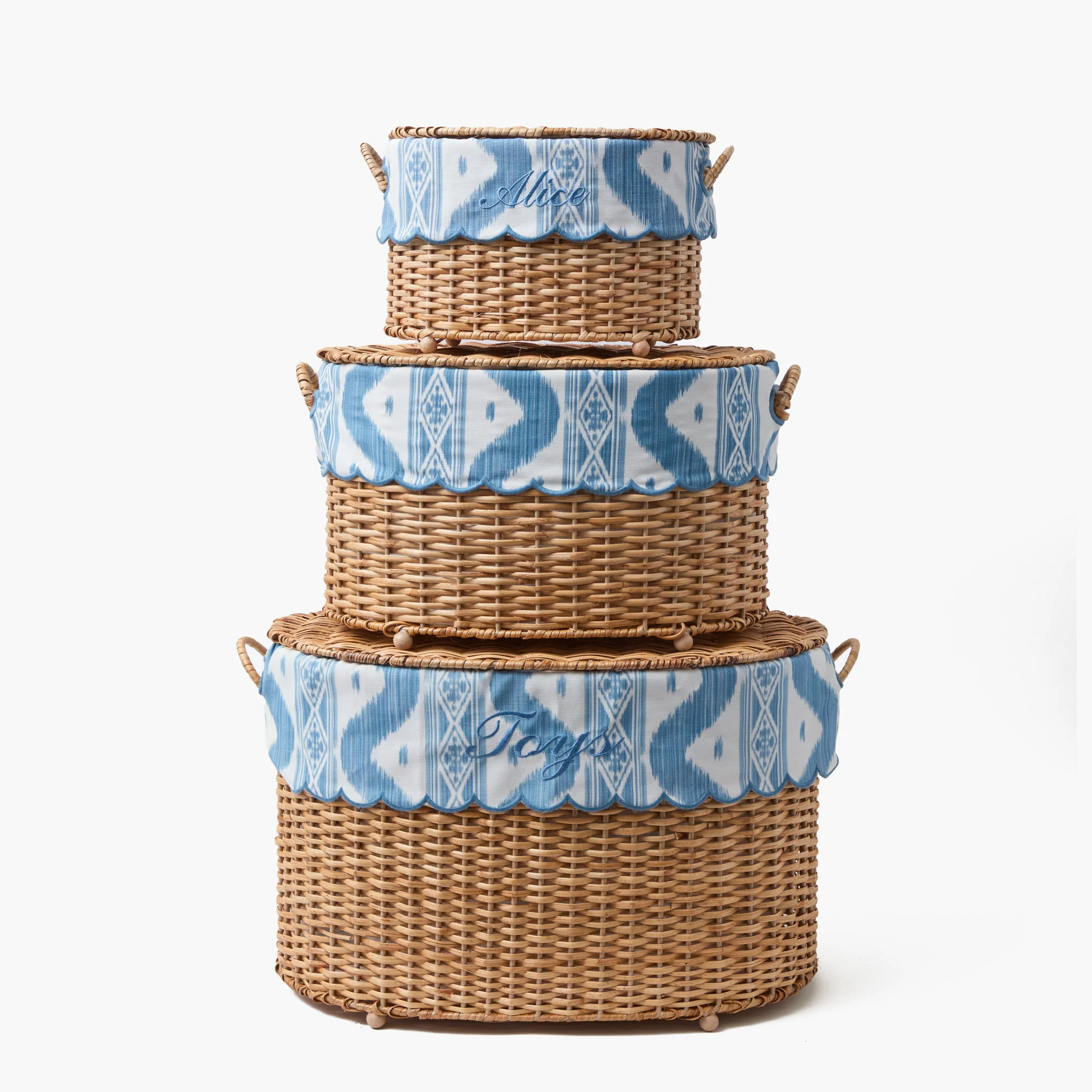 Isabella Rattan Basket with Ikat Liner (Medium) - Image 5