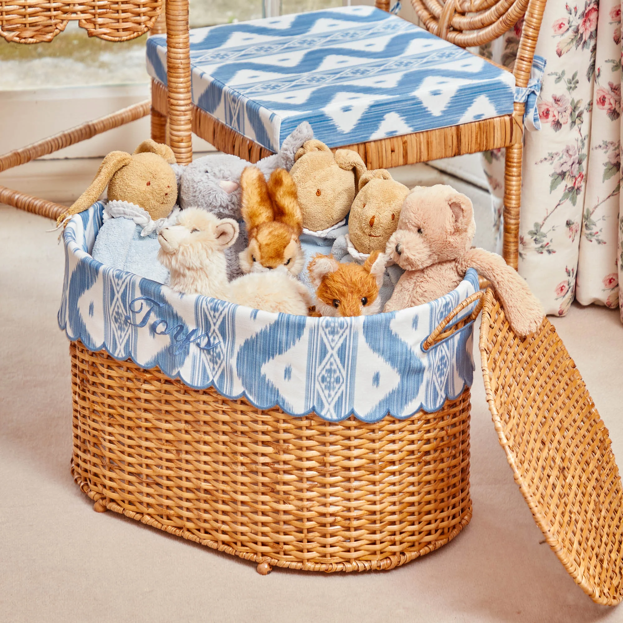 Isabella Rattan Basket with Ikat Liner (Medium) - Image 7