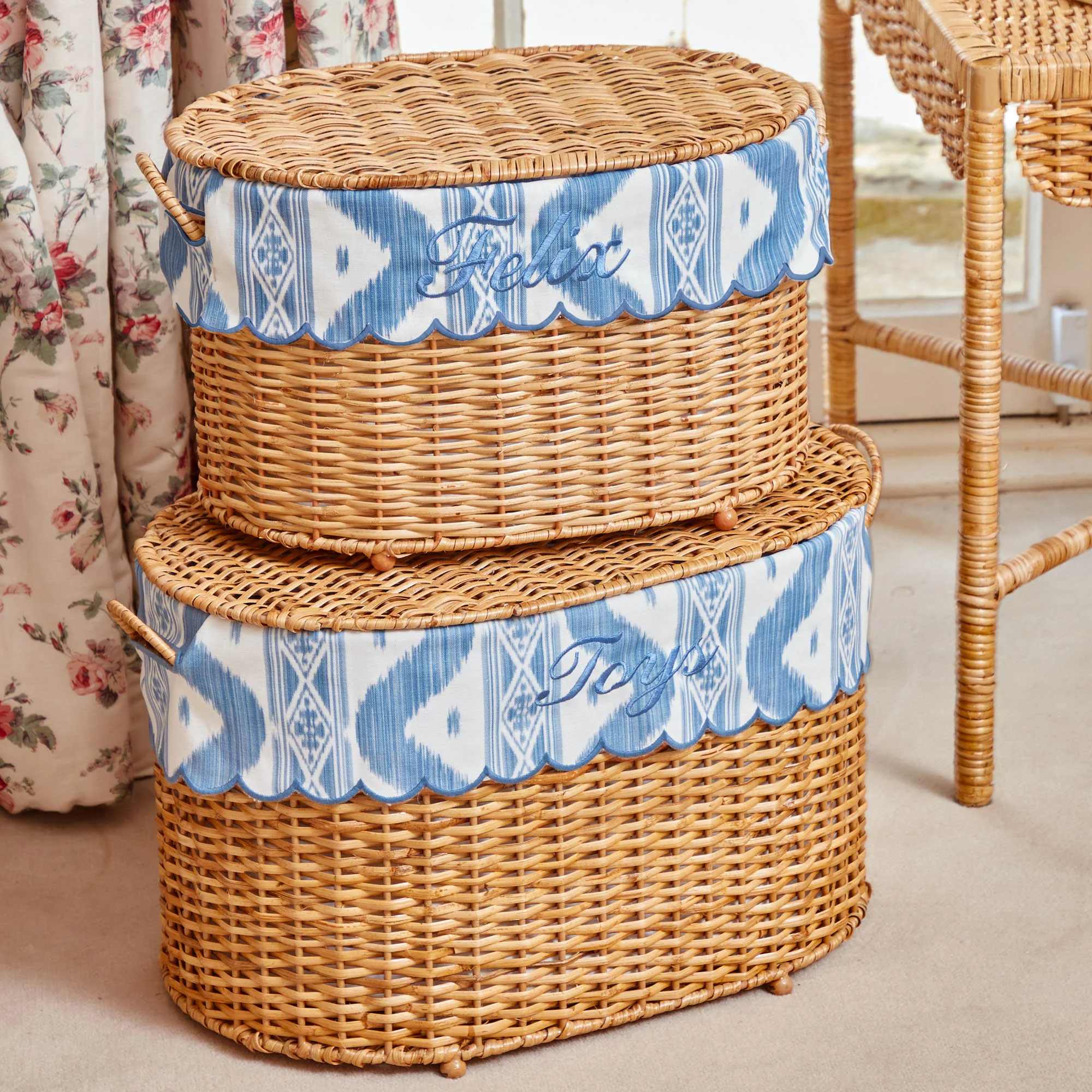 Isabella Rattan Basket with Ikat Liner (Medium) - Image 11