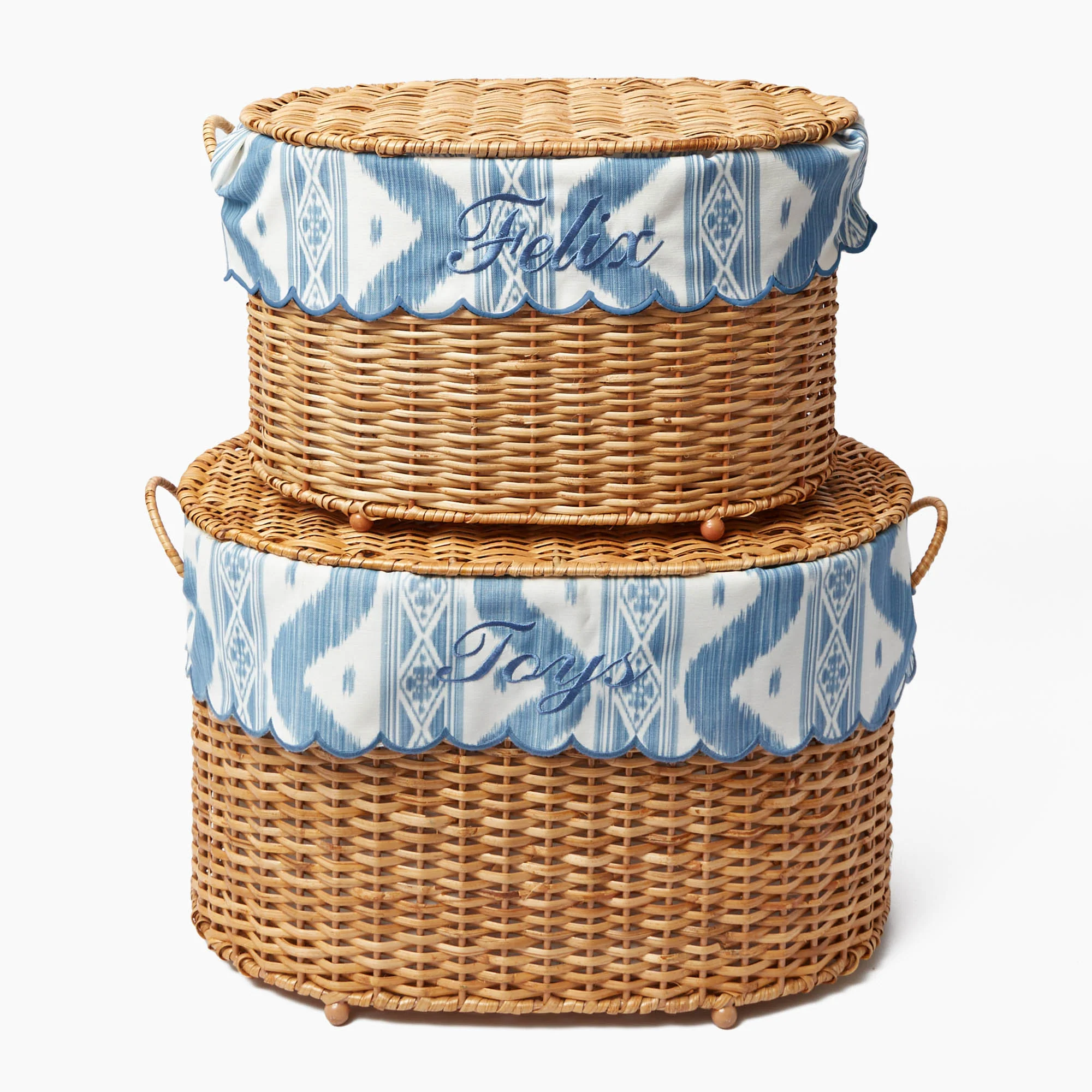 Isabella Rattan Basket with Ikat Liner (Medium) - Image 9