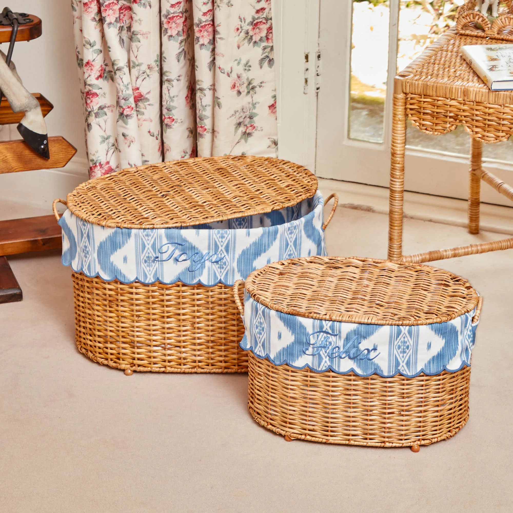 Isabella Rattan Basket with Ikat Liner (Medium) - Image 8