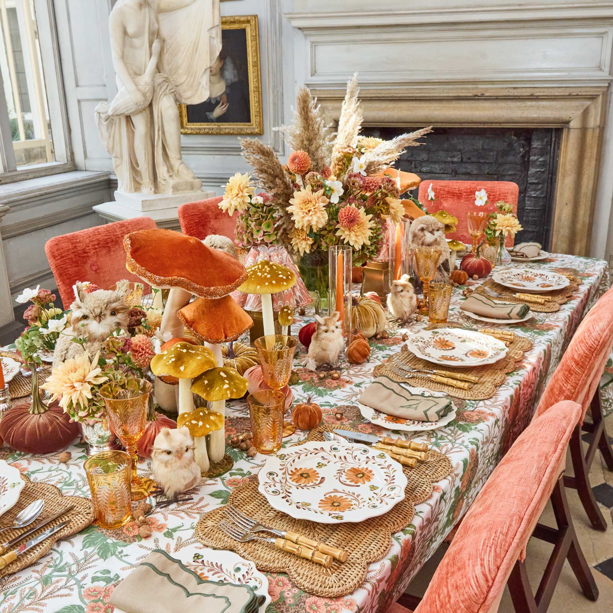 Large Orange Beaded Velvet Mushroom (Set of 4) - Image 4