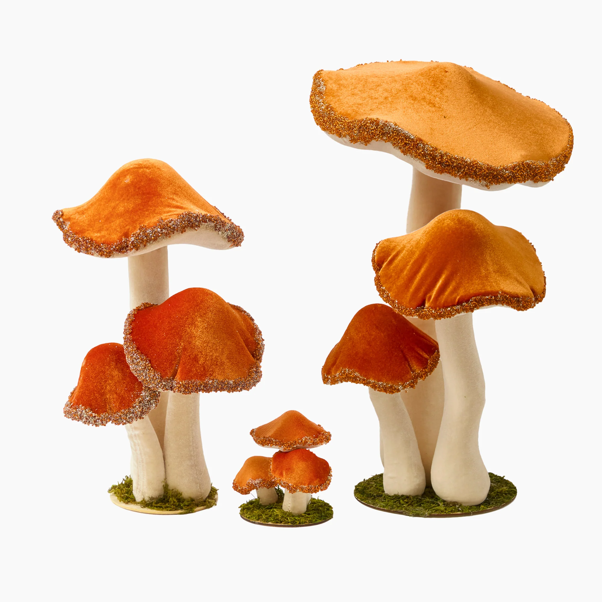 Large Orange Beaded Velvet Mushroom (Set of 4) - Image 5