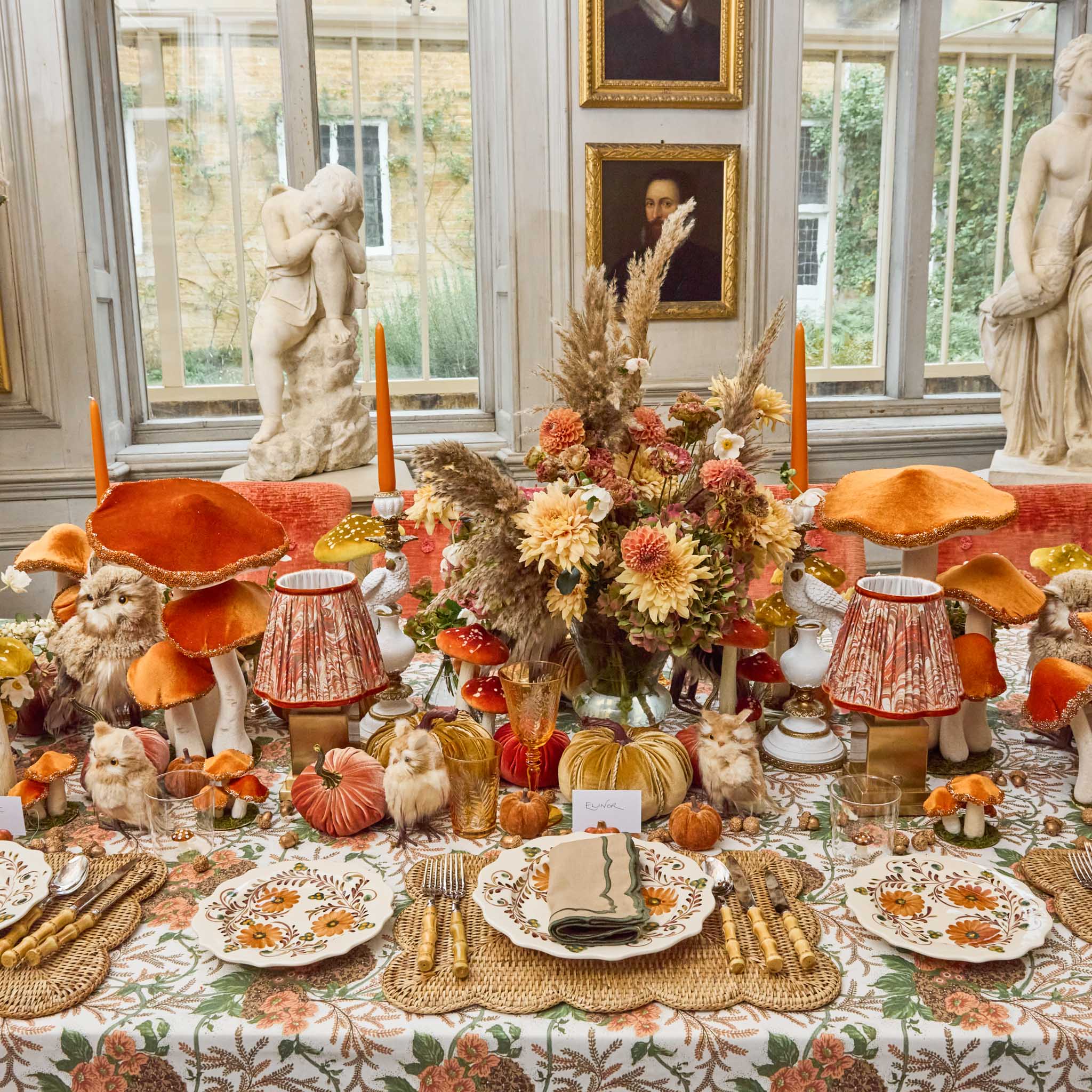 Large Orange Beaded Velvet Mushroom (Set of 4) - Image 7