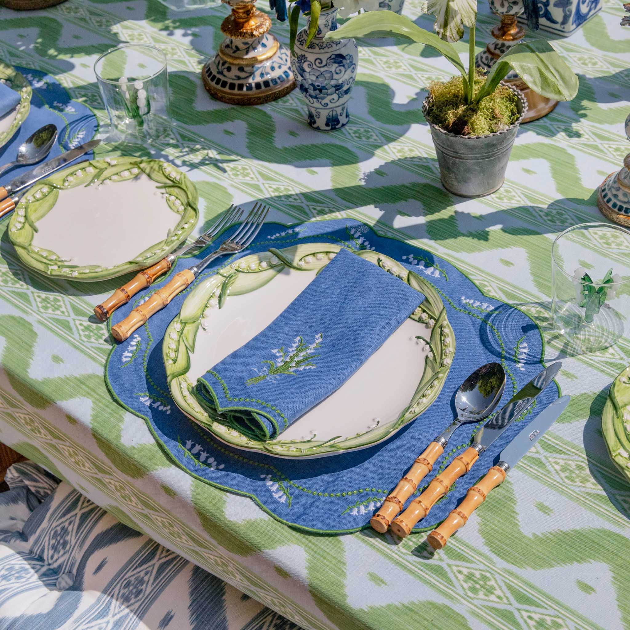 Lily of the Valley Blue Linen Placemats (Set of 4) - Image 9
