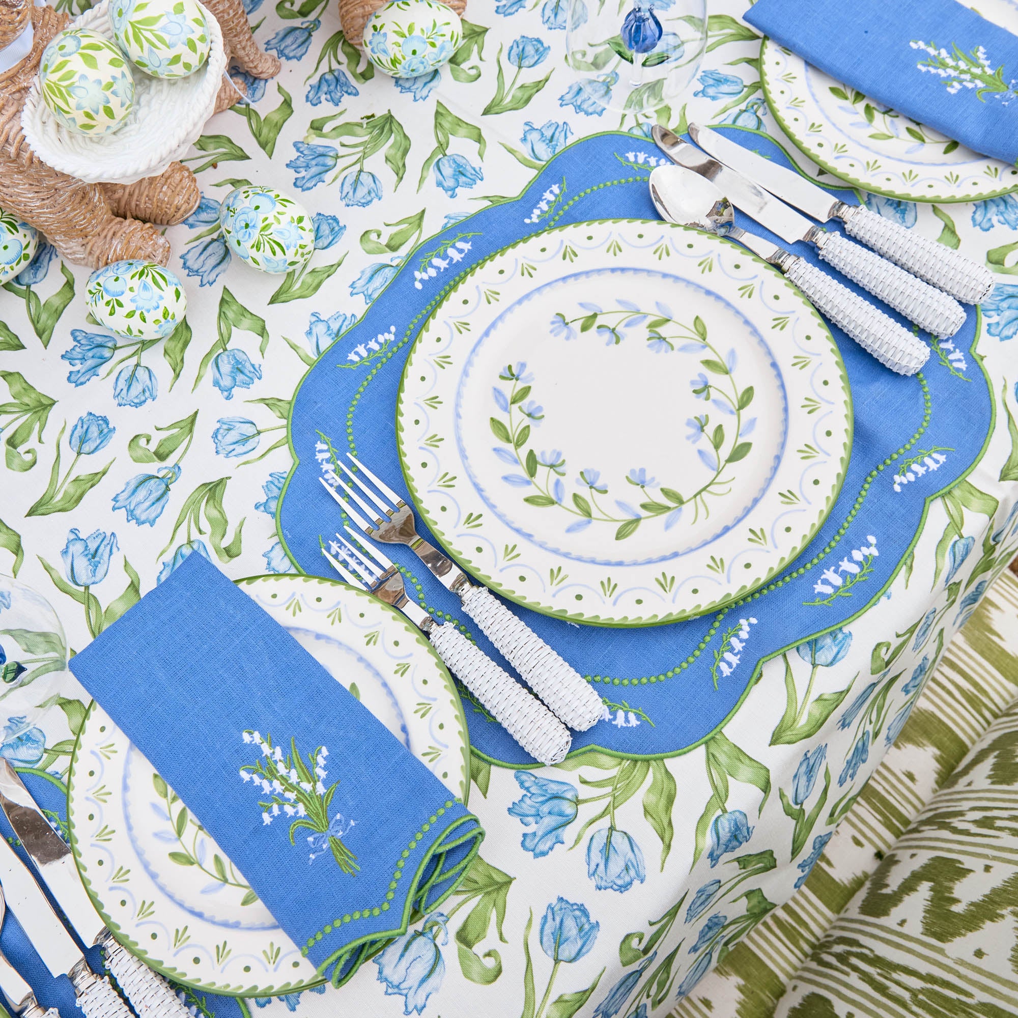 Lily of the Valley Blue Linen Placemats (Set of 4) - Image 13