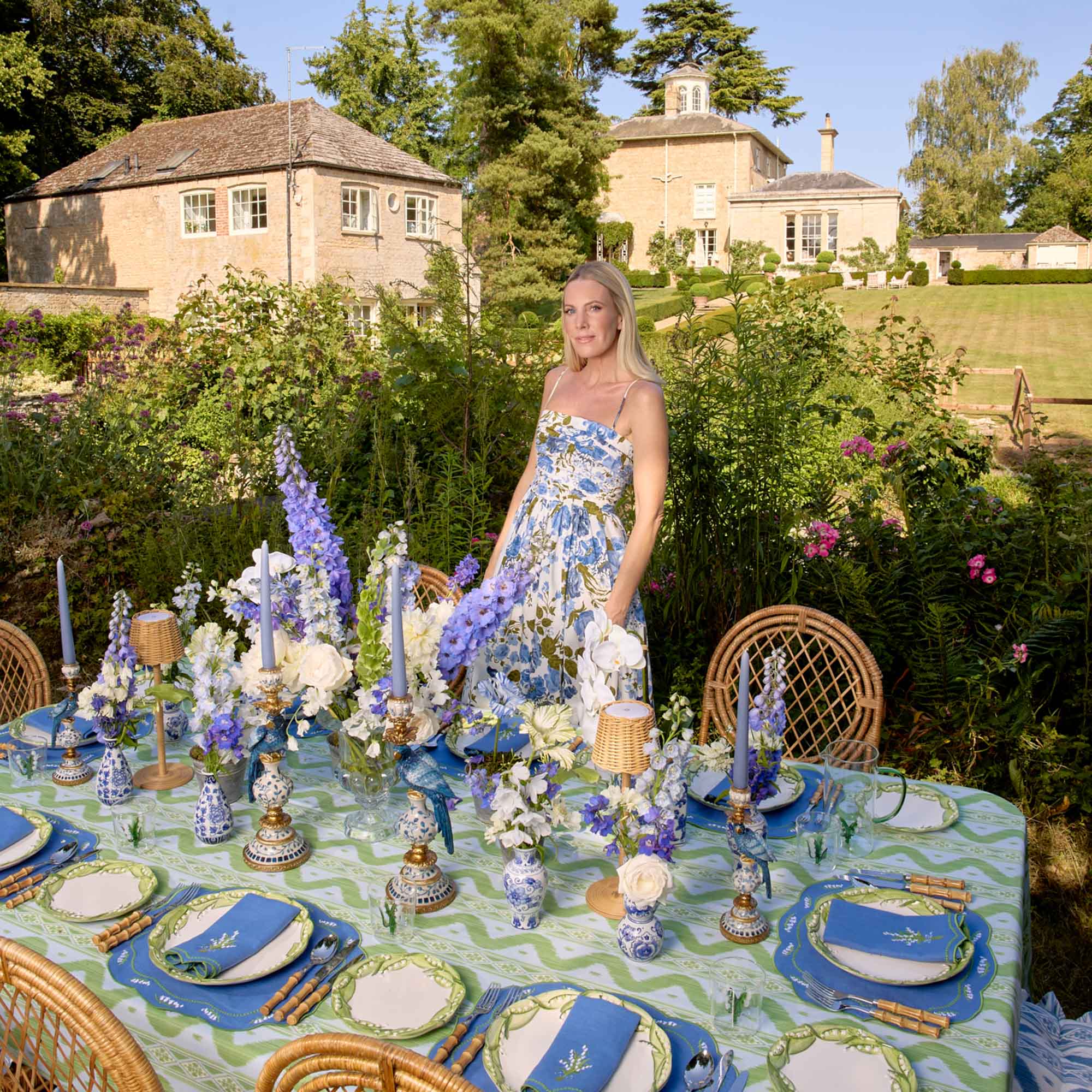 Lily of the Valley Blue Linen Placemats & Napkins (Set of 4) - Image 7