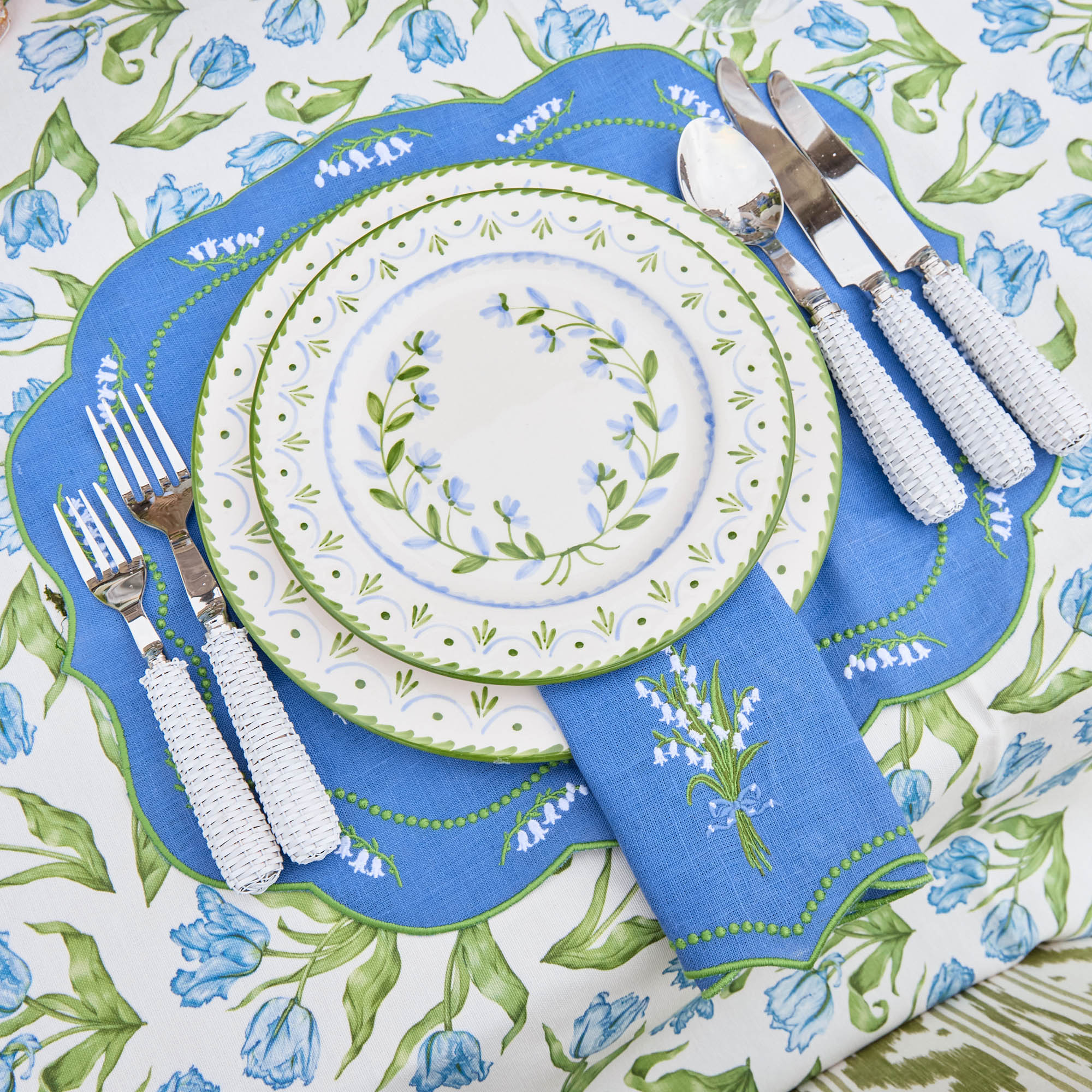 Lily of the Valley Blue Linen Placemats (Set of 4) - Image 15