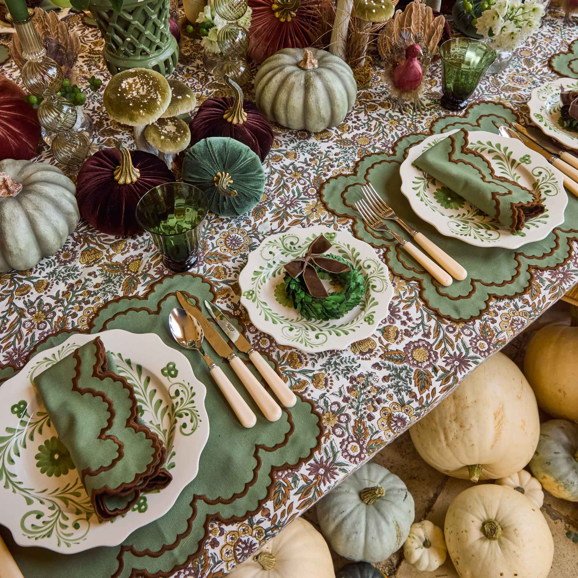 Moss Green Velvet Pumpkin (Pair) - Image 3