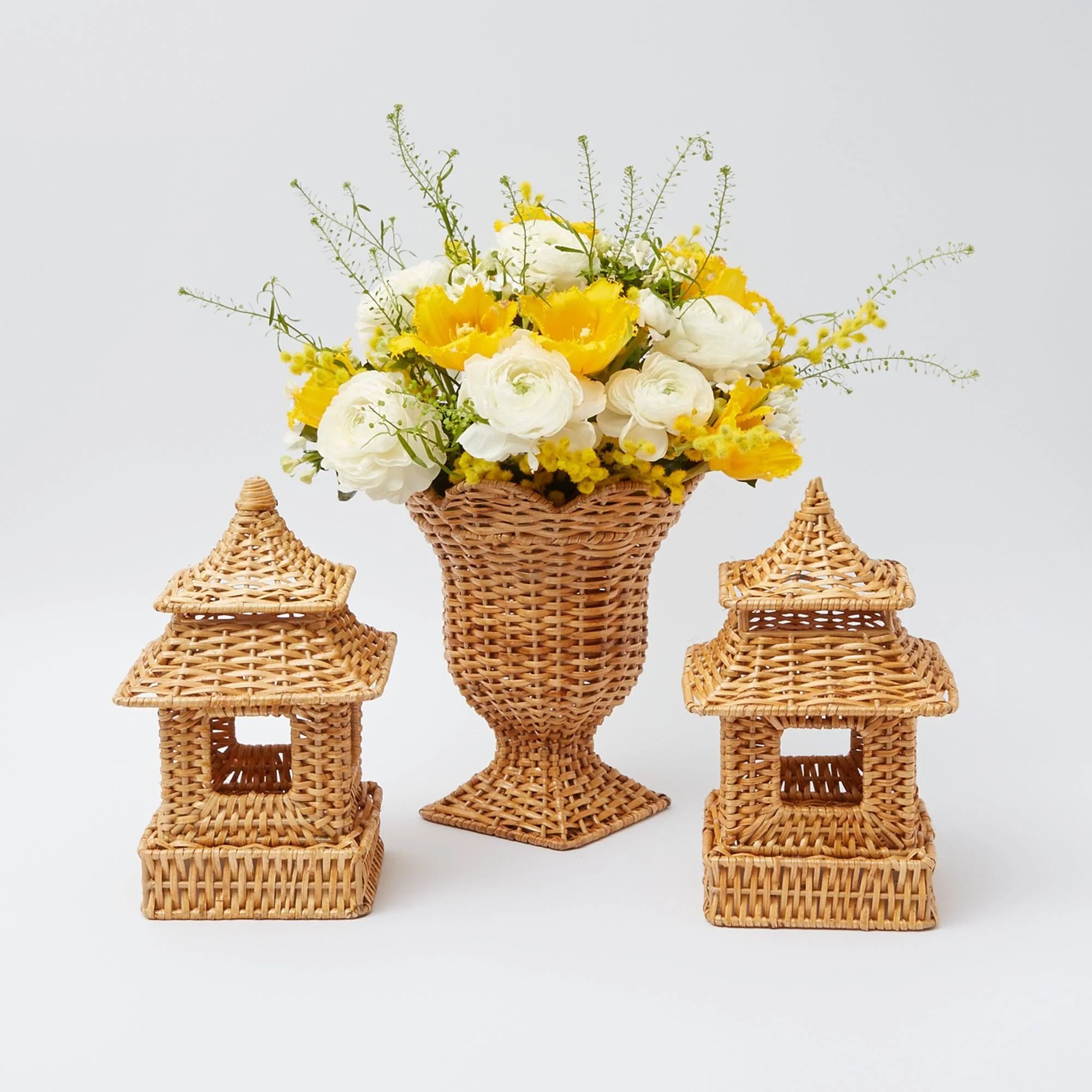 Rattan Pagoda & Urn Vase Set - Image 12