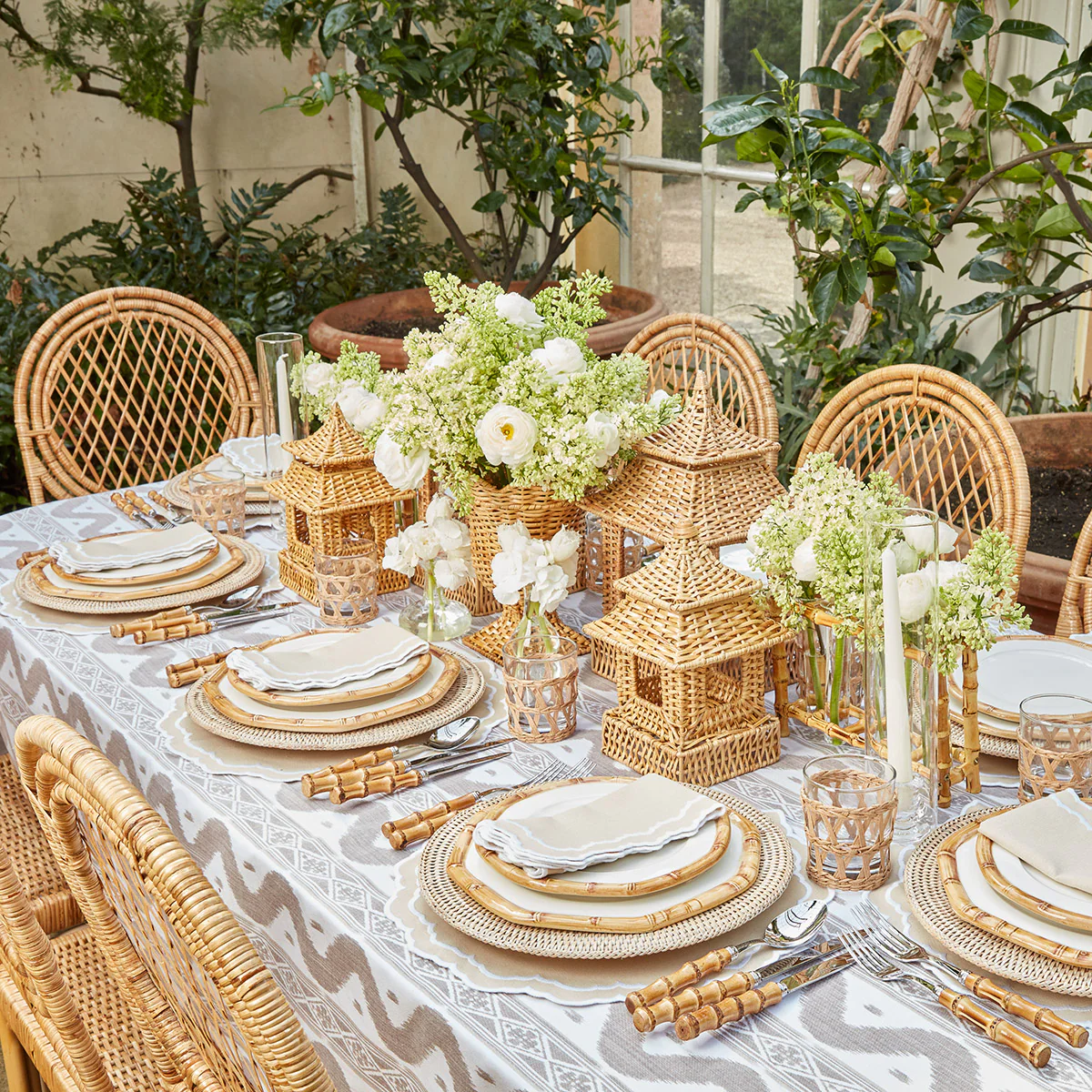 Rattan Pagoda & Urn Vase Set - Image 15