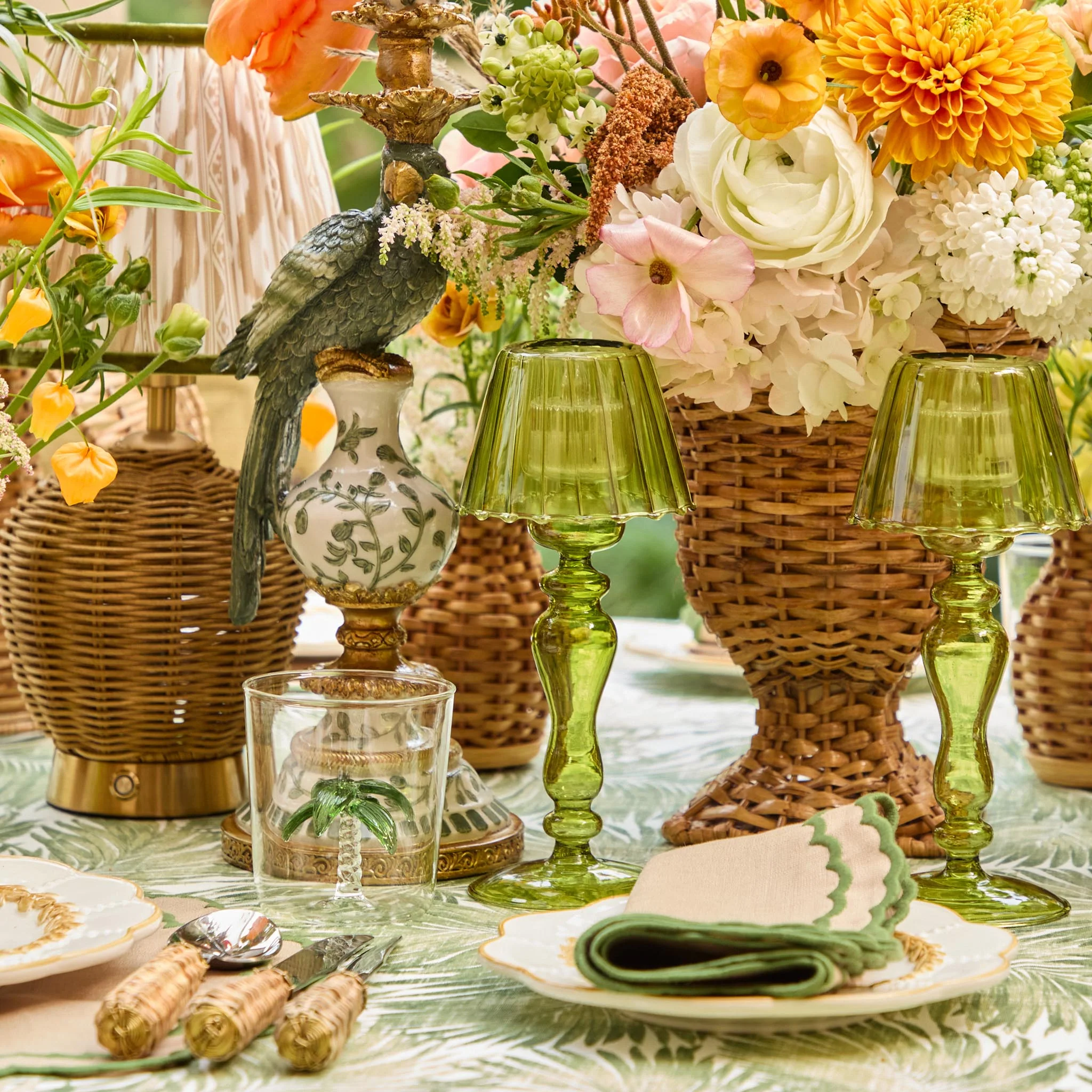 Olive Glass Lantern Tea Light Holder (Pair) - 24 cm - Image 19