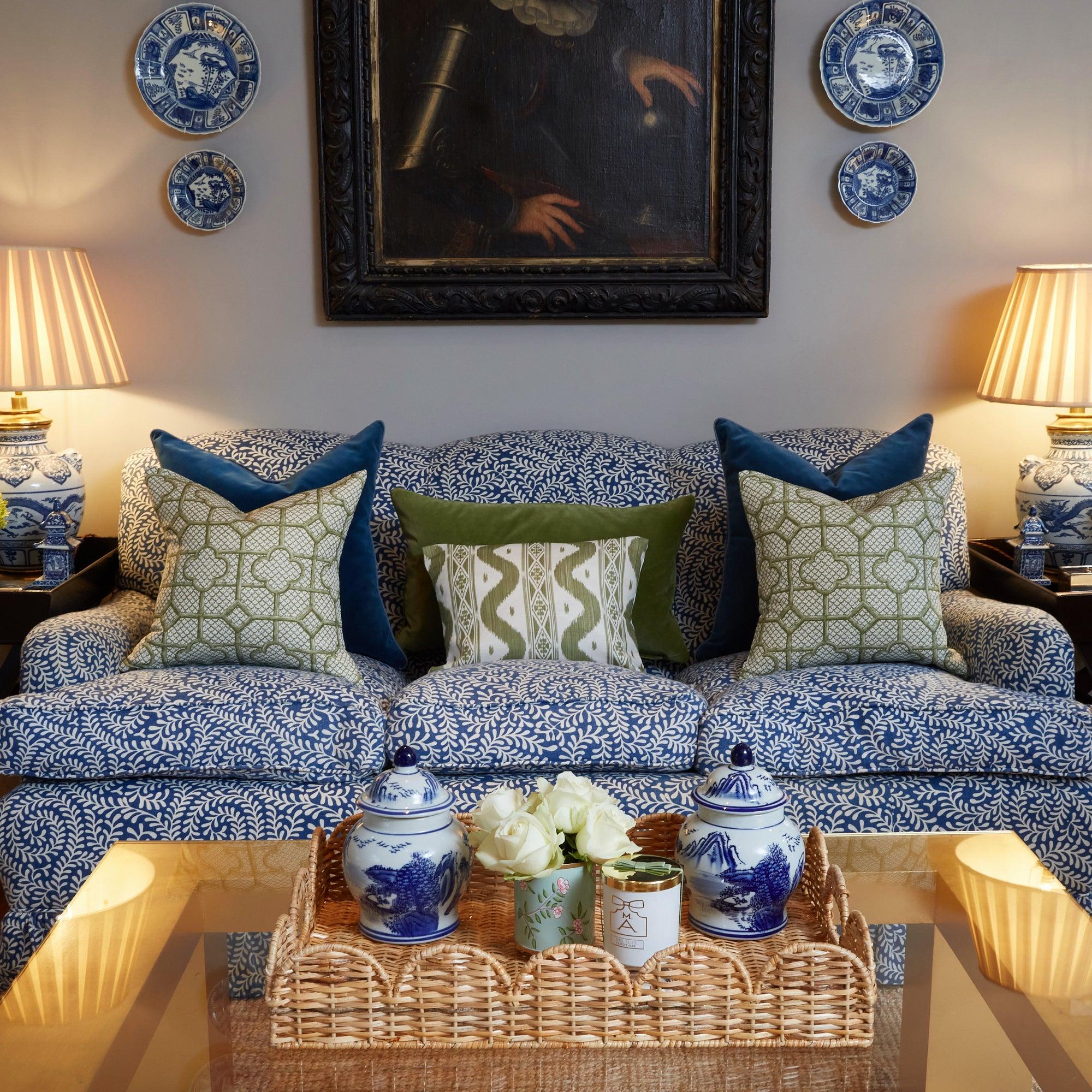 Olive Green Bamboo Trellis Fabric - Image 3