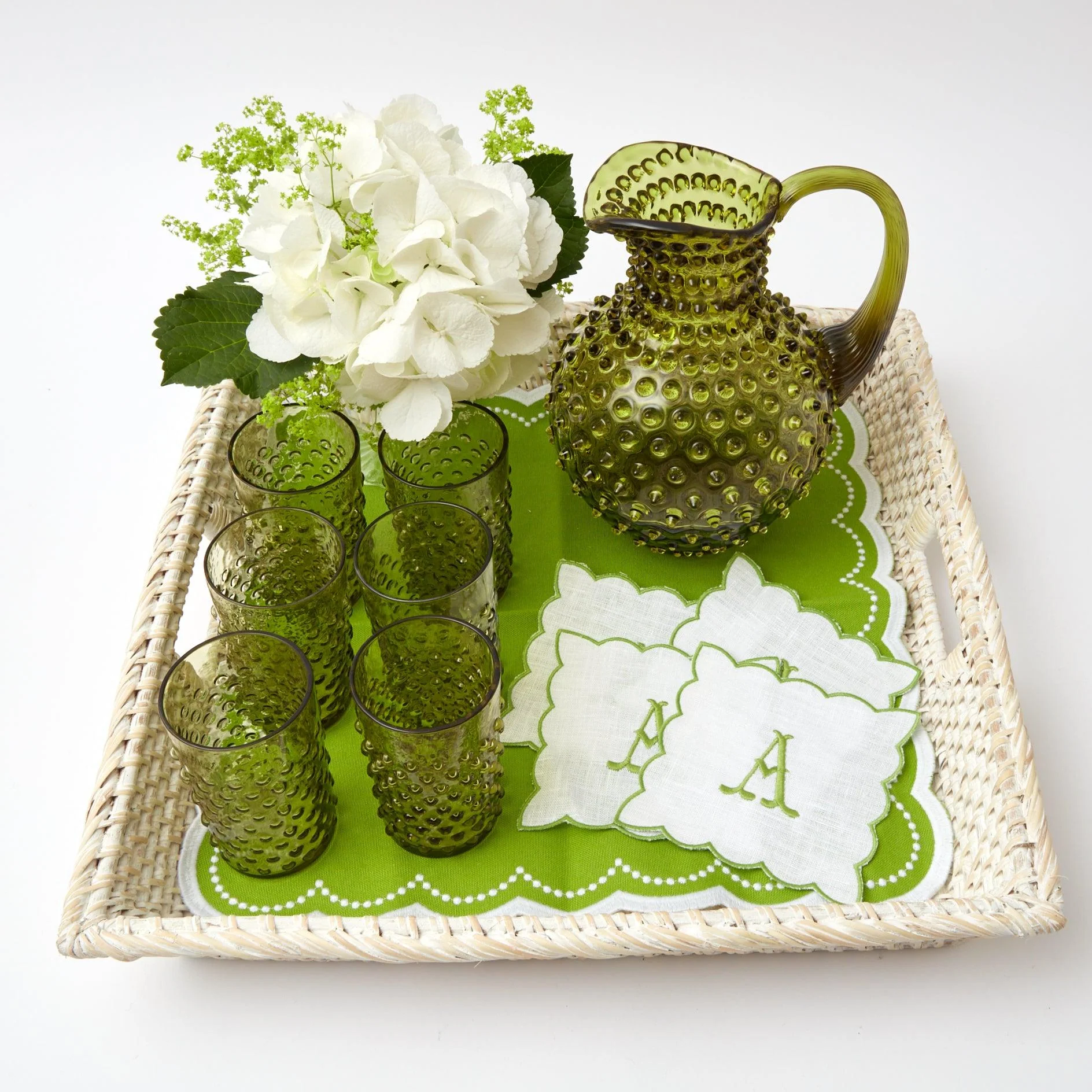 Olive Green Hobnail Jug - Image 6