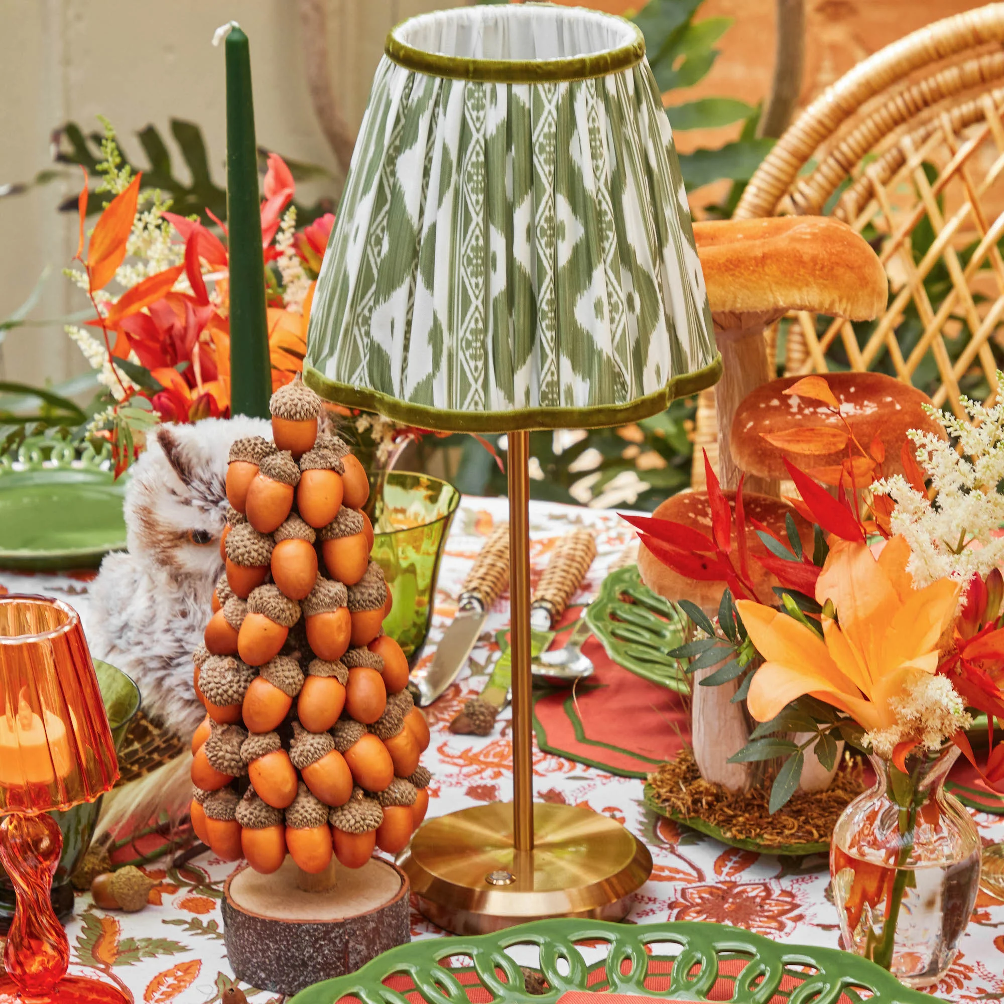 Olive Green Ikat Lampshade (18cm) - Image 12