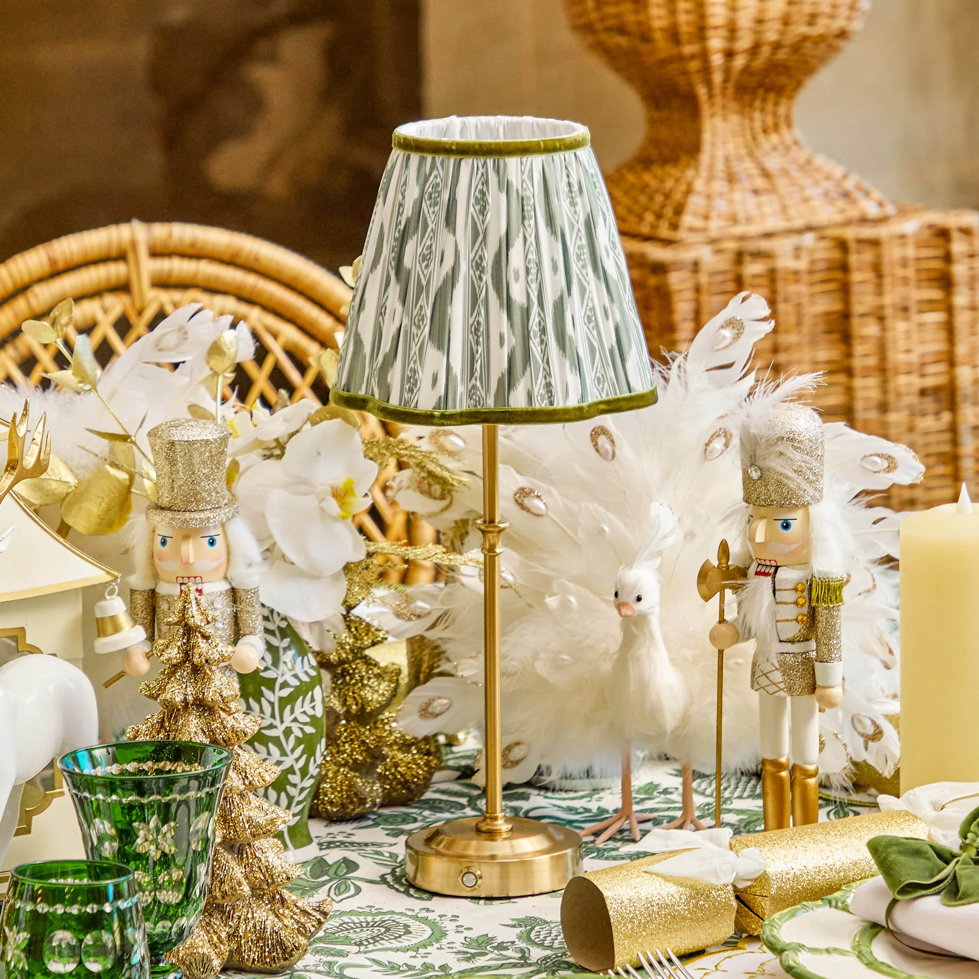 Olive Green Ikat Lampshade (18cm) - Image 14