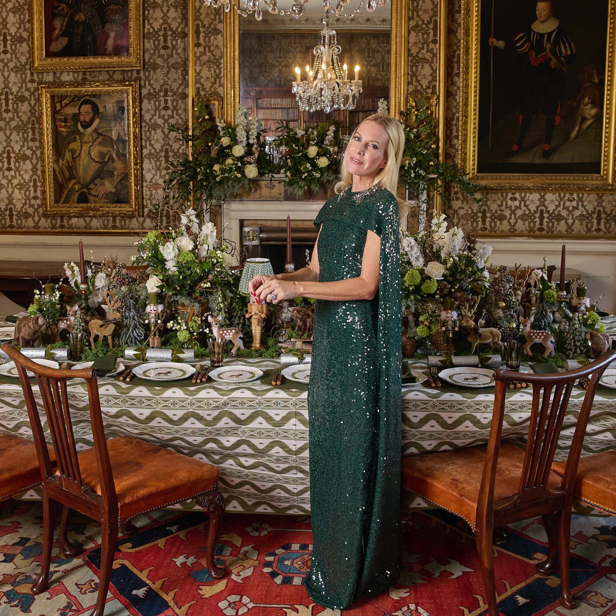 Olive Green Ikat Tablecloth - Image 6