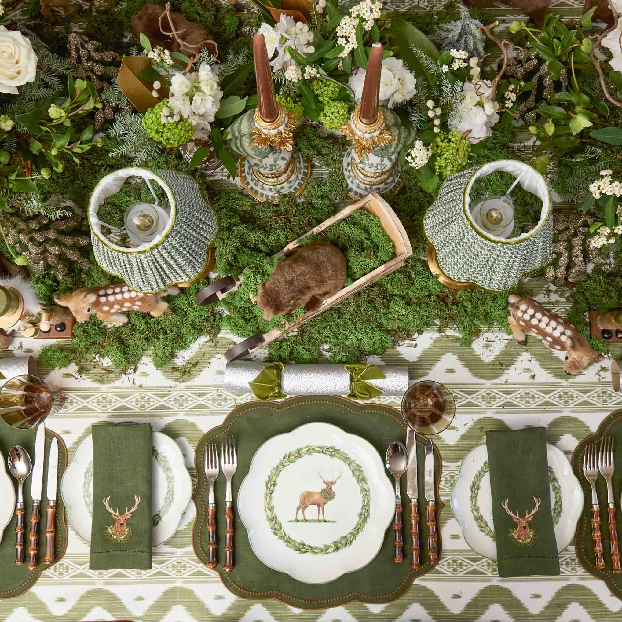 Olive Green Ikat Tablecloth - Image 7