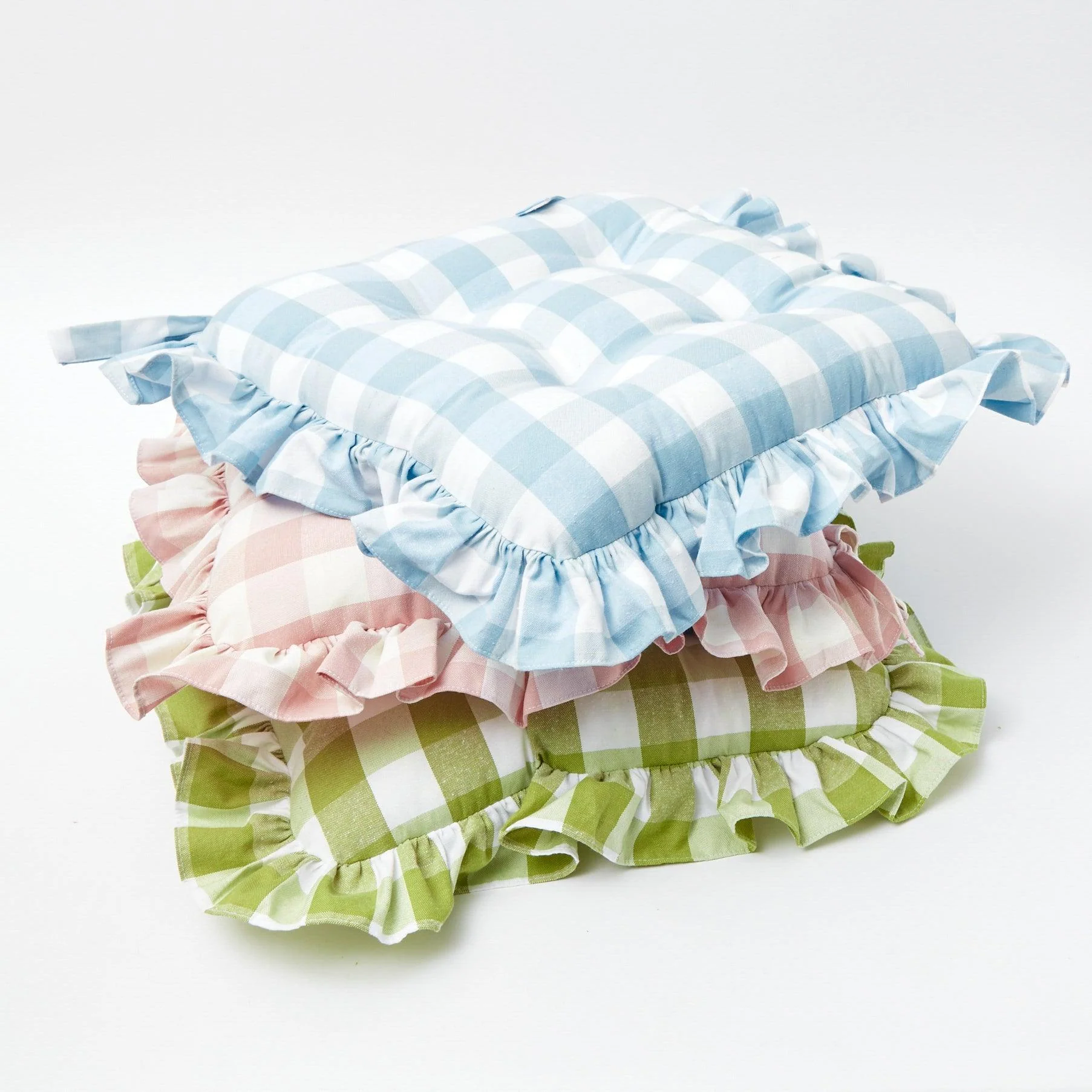 Pink Gingham Ruffle Seat Pad Cushion - Image 15