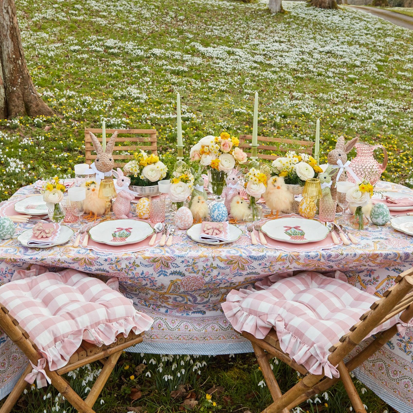 Pink Gingham Ruffle Seat Pad Cushion - Image 16