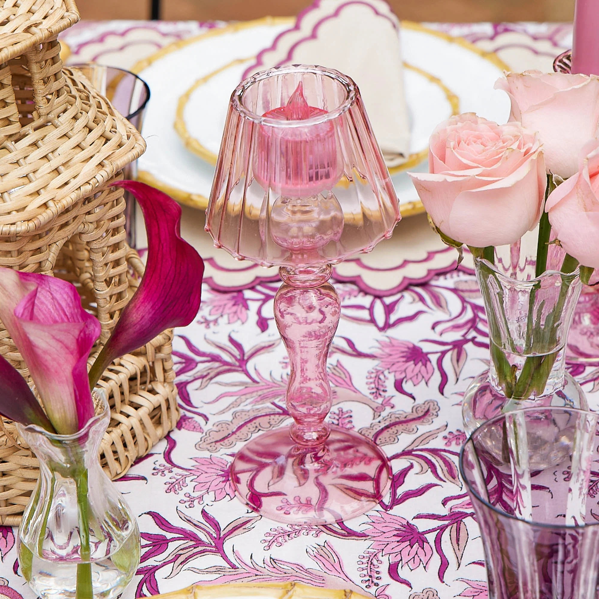 Pink Glass Lantern Tea Light Holder (Pair) - 24cm - Image 19