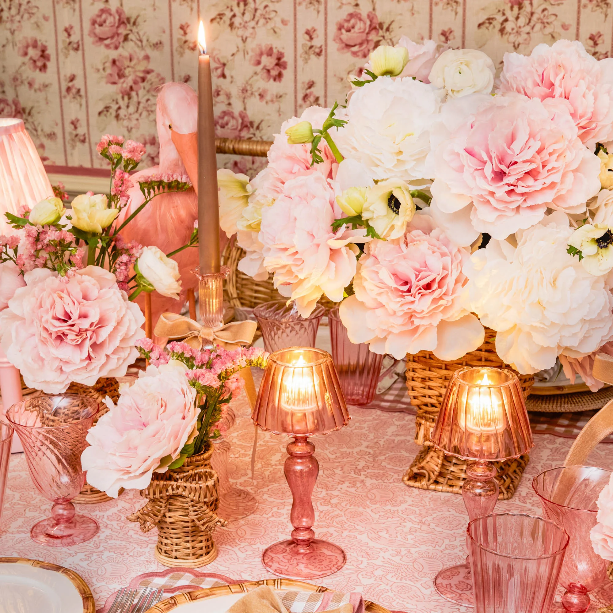 Pink Glass Lantern Tea Light Holder (Pair) - 24cm - Image 8