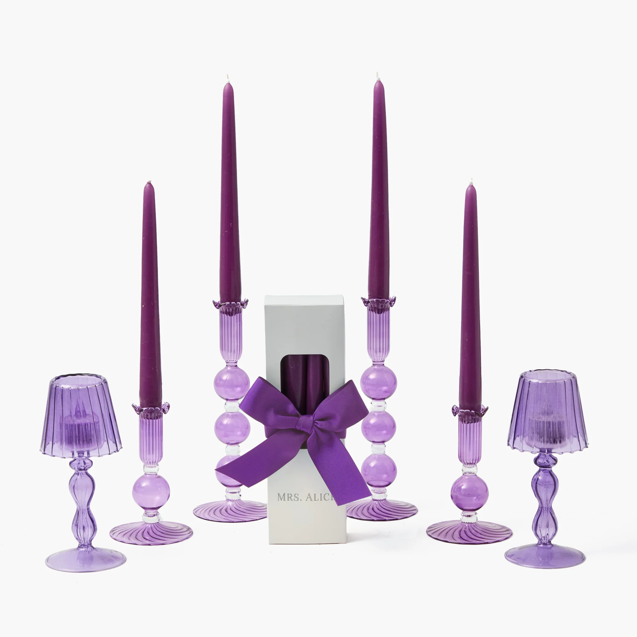 Purple Glass Lantern Tea Light Holder (Pair) - 18cm - Image 6