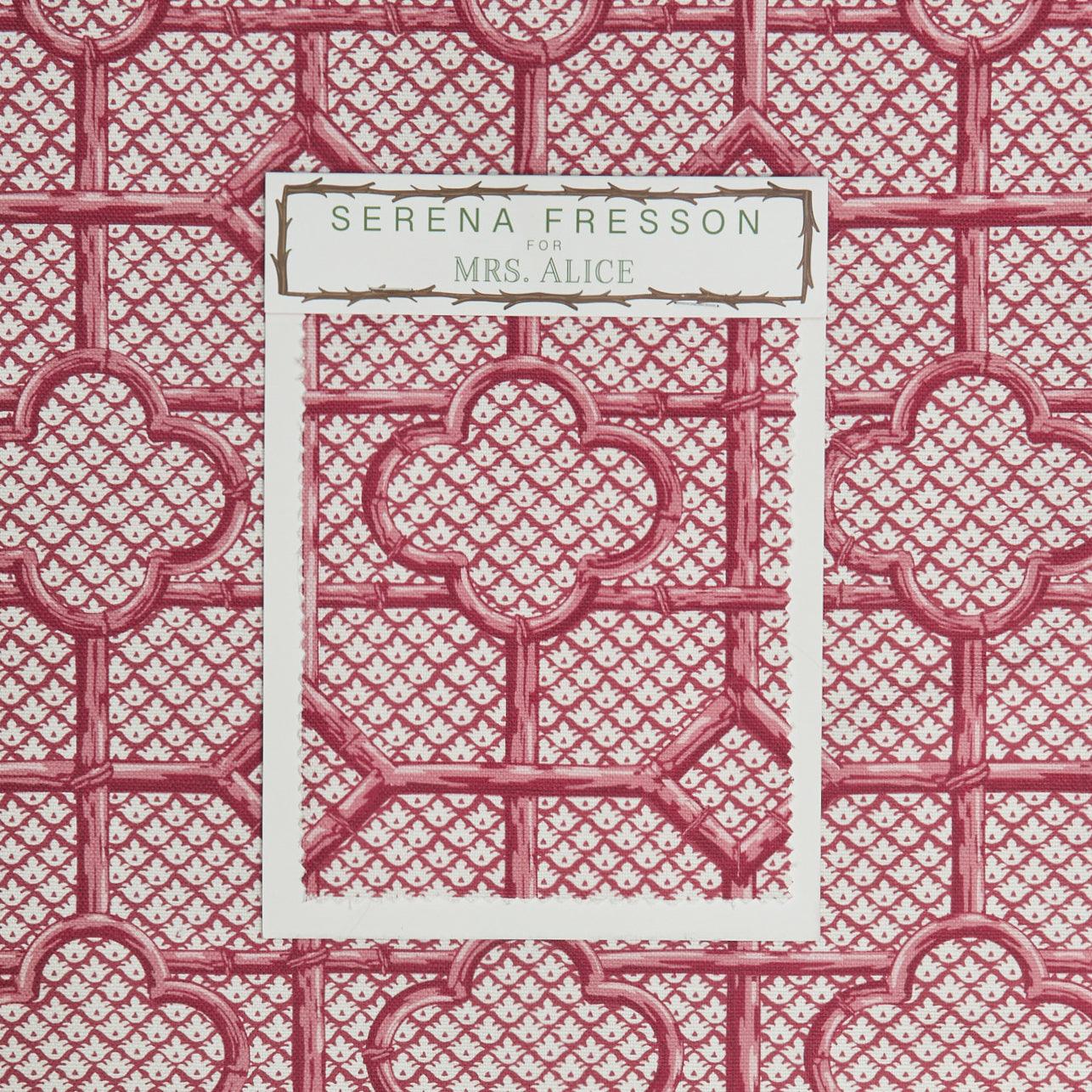 Raspberry Pink Bamboo Trellis Fabric - Image 4