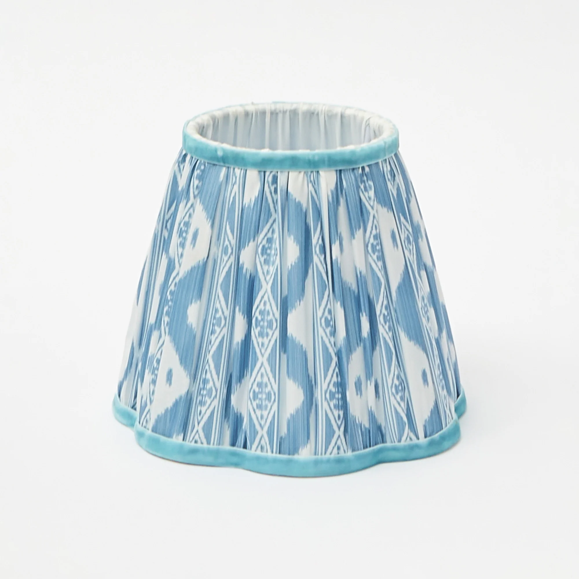 Rattan Bardot Rechargeable Lamp with Blue Ikat Shade (18cm) - Image 4