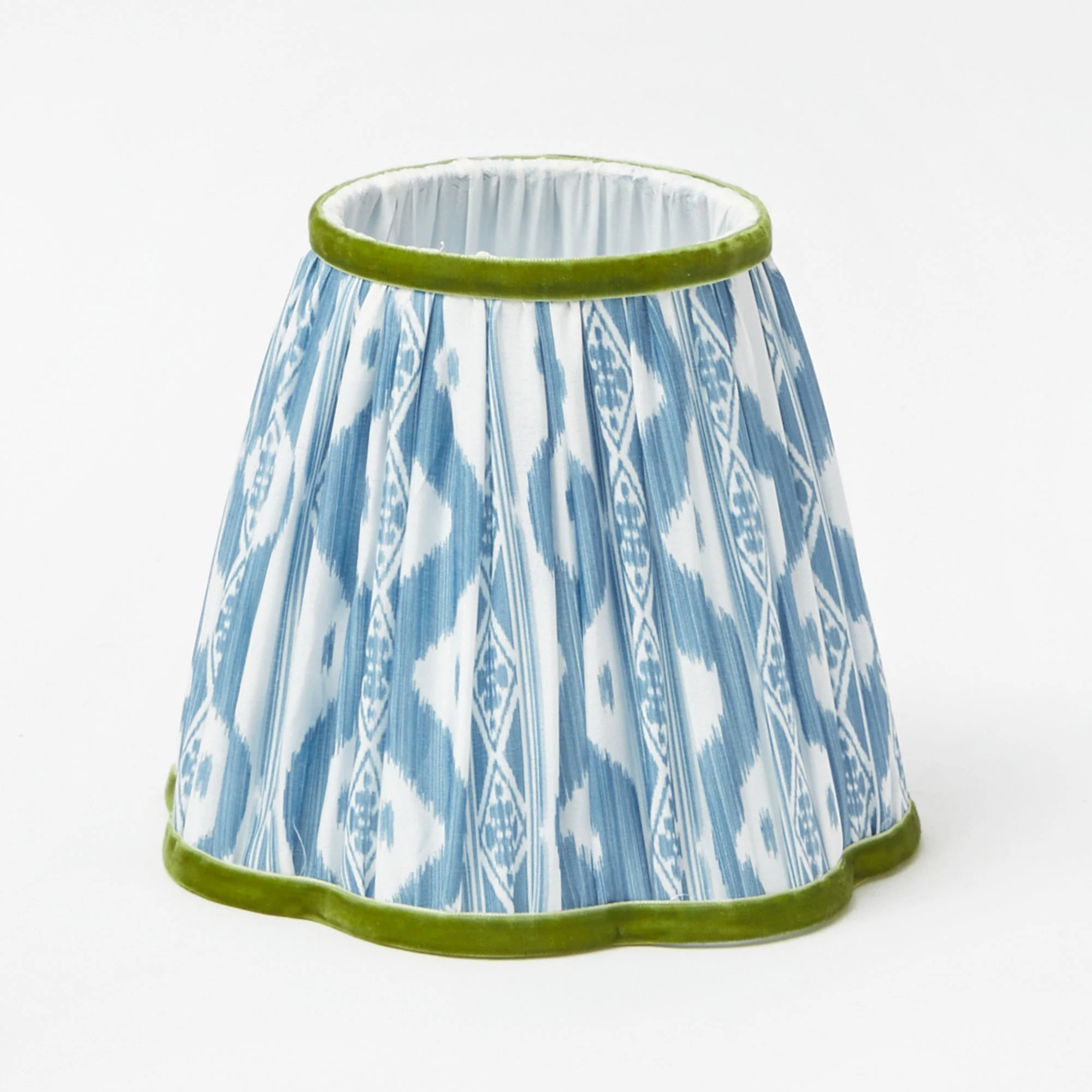 Rattan Ursula Rechargeable Lamp with Blue & Green Ikat Shade (18cm) - Image 3