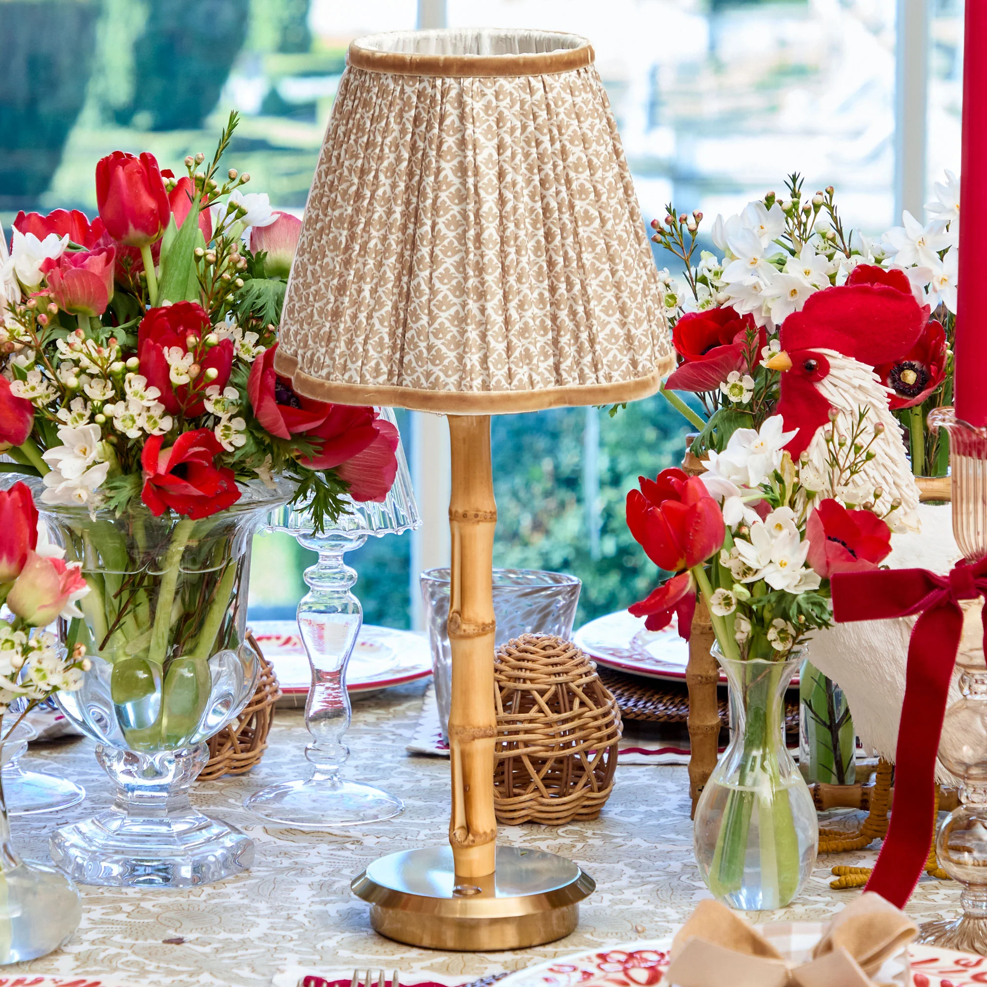 Rechargeable Bamboo Lamp with Putty Lotus Shade (18cm) - Image 8