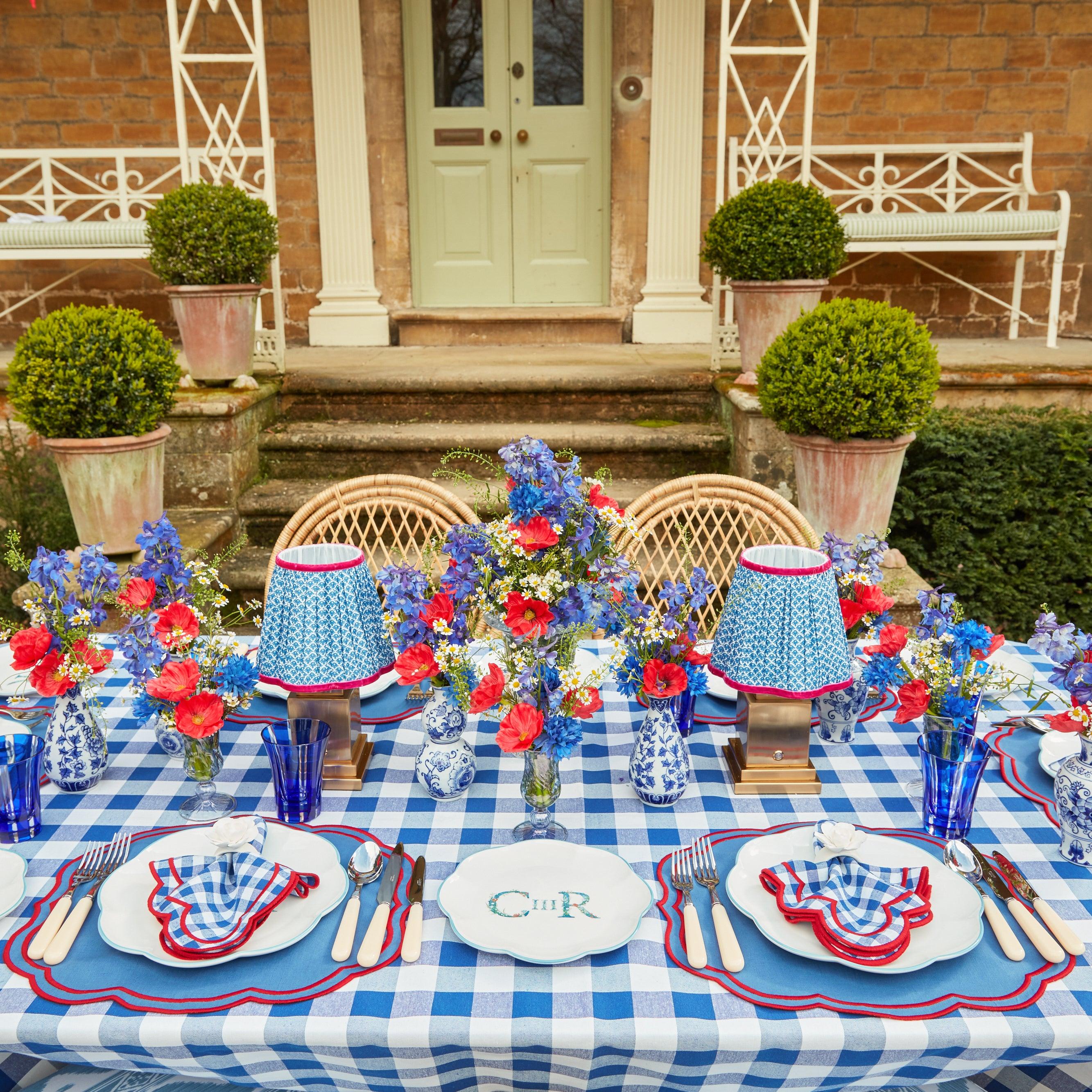 Square Rechargeable Lamp with Cobalt & Red Lotus Shade (18cm) - Image 14
