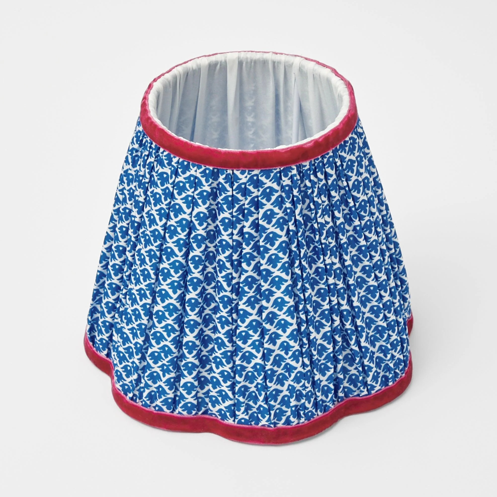 Square Rechargeable Lamp with Cobalt & Red Lotus Shade (18cm) - Image 5