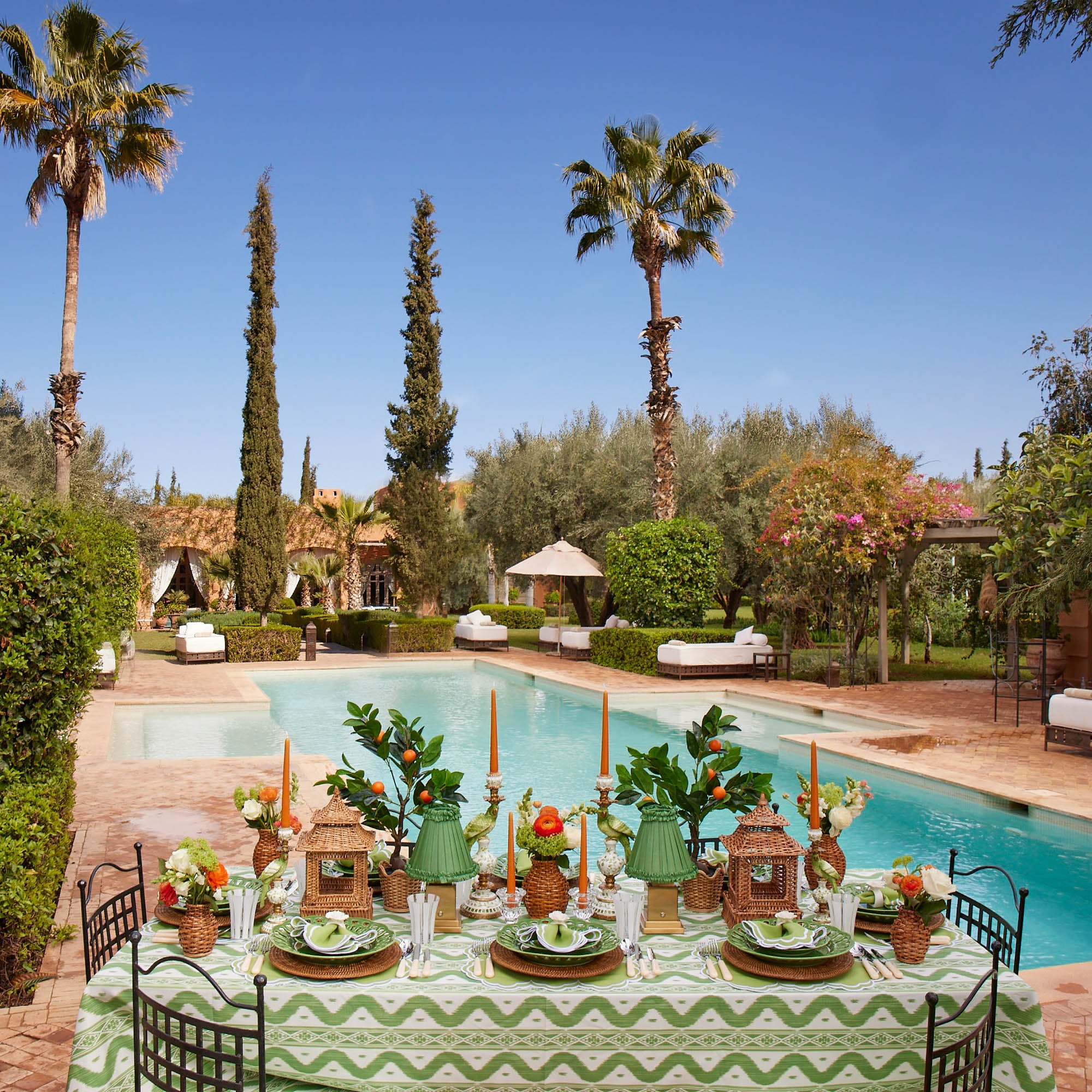 Square Rechargeable Lamp with Green Frilled Shade (18cm) - Image 6