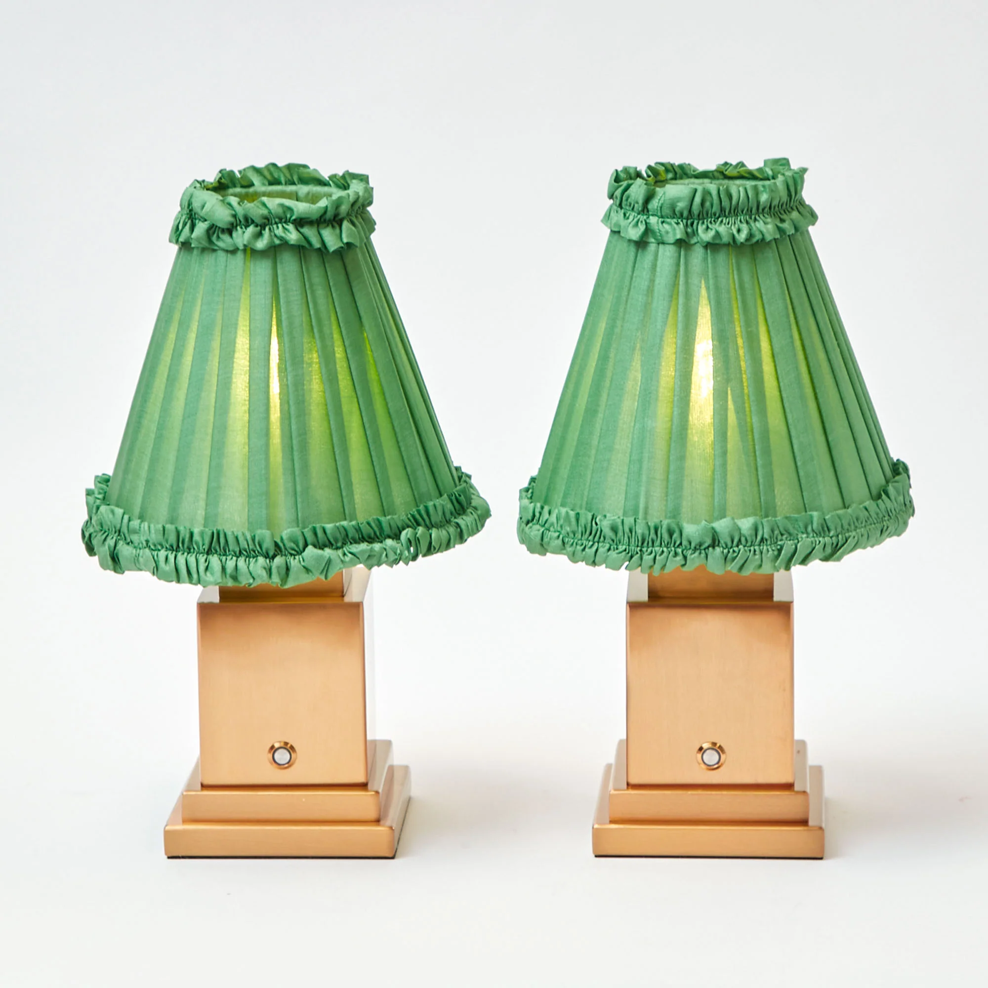 Square Rechargeable Lamp with Green Frilled Shade (18cm) - Image 8