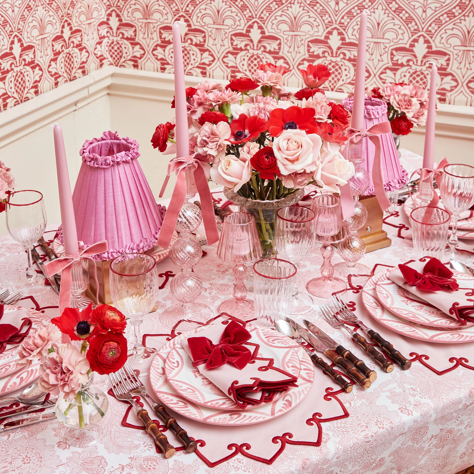 Square Rechargeable Lamp with Pink Frilled Shade (18cm) - Image 3