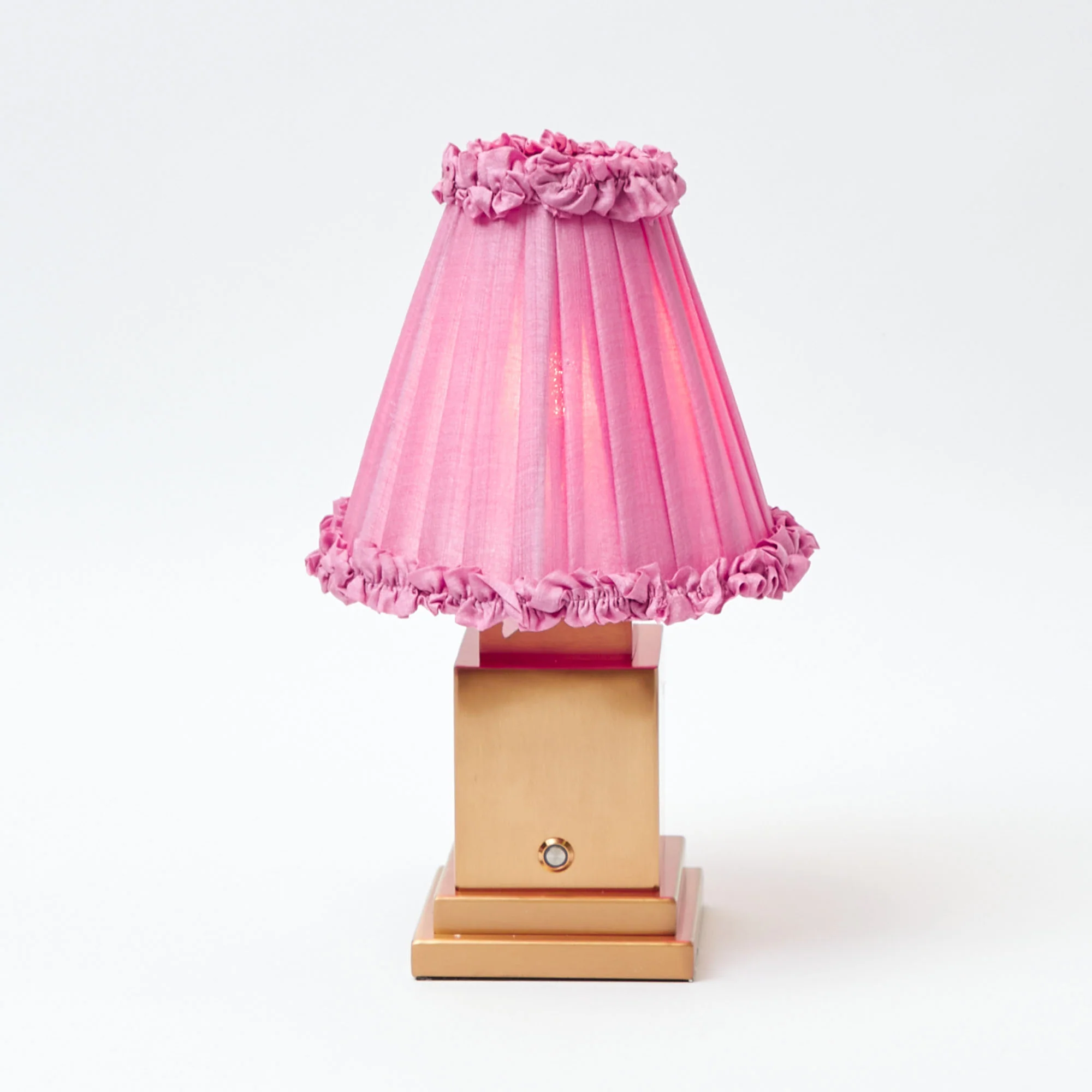 Square Rechargeable Lamp with Pink Frilled Shade (18cm) - Image 8