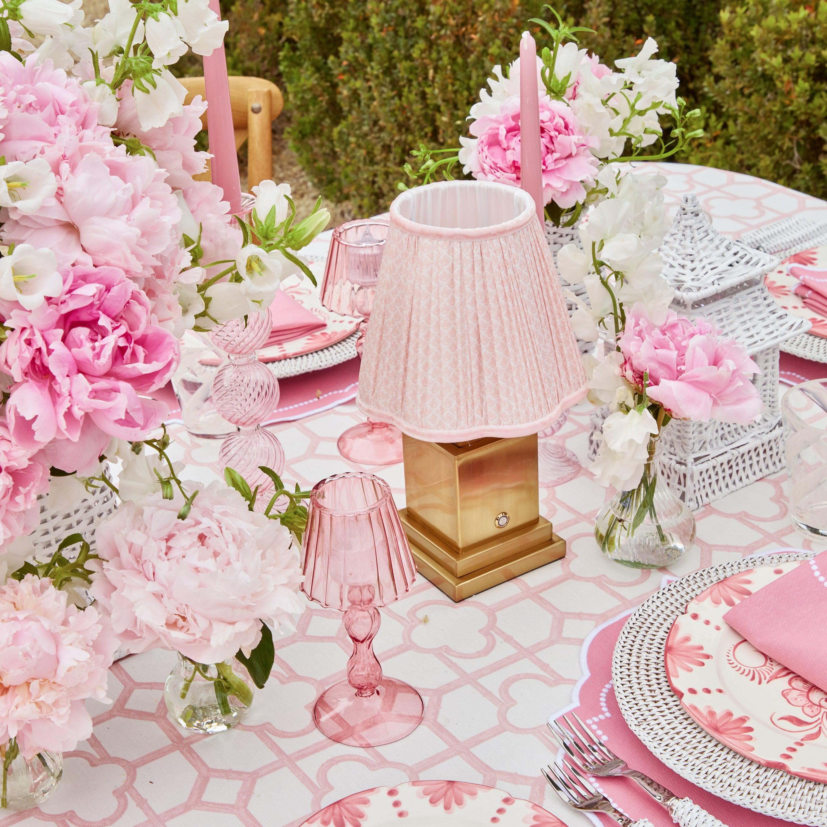 Square Rechargeable Lamp with Pink Lotus Shade (18cm) - Image 11