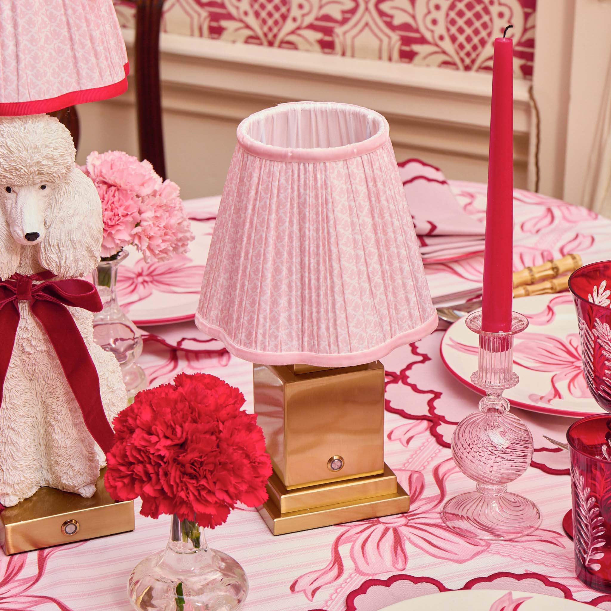 Square Rechargeable Lamp with Pink Lotus Shade (18cm) - Image 5