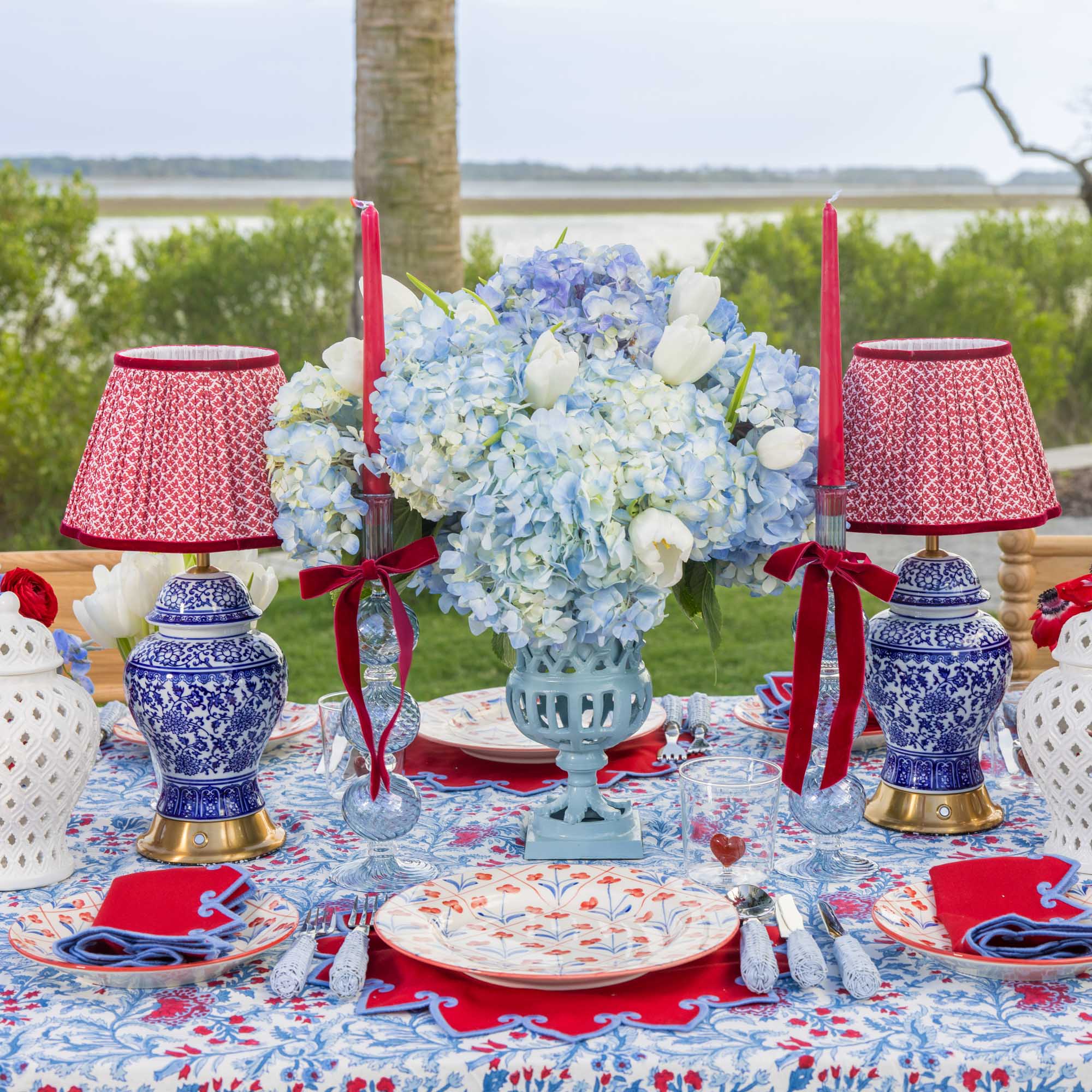 Small Adelaide Soft Blue Lattice Urn Vase - Image 9