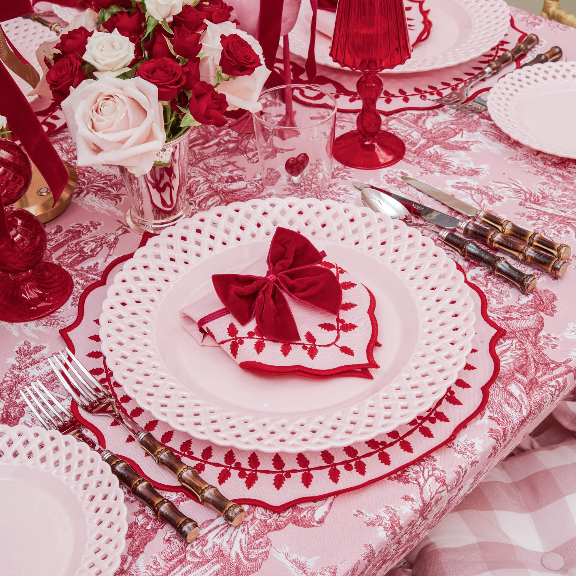 Ruby Red Velvet Napkin Bows (Set of 4) - Image 3