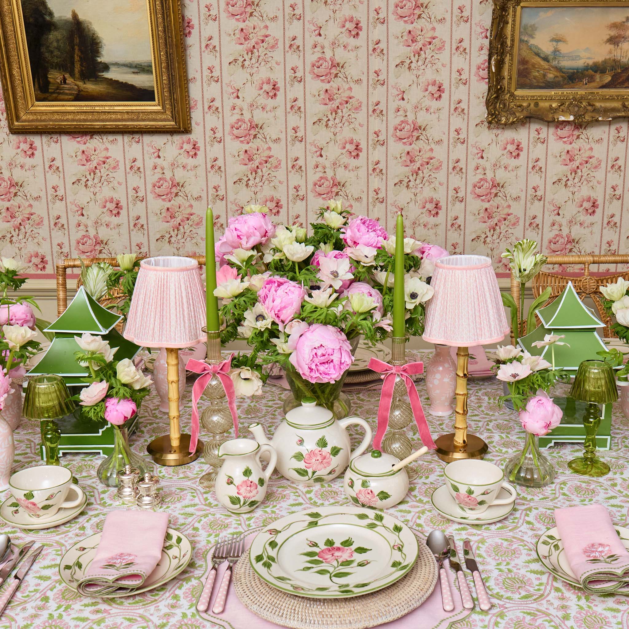 Rechargeable Bamboo Lamp with Pink Lotus Shade (18cm) - Image 4