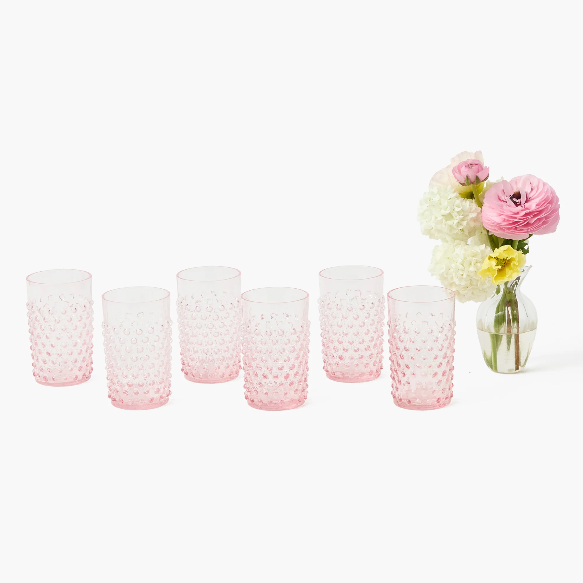 Rose Pink Hobnail Glasses (Set of 6) - Image 6