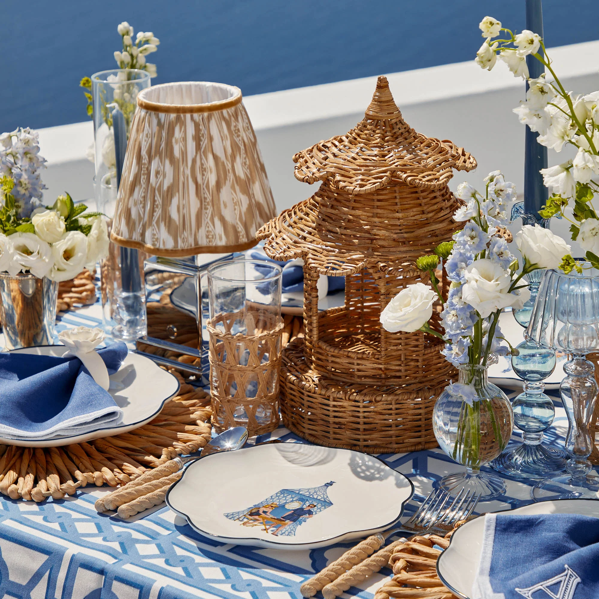 Round Scalloped Rattan Pagoda Lantern - Image 3