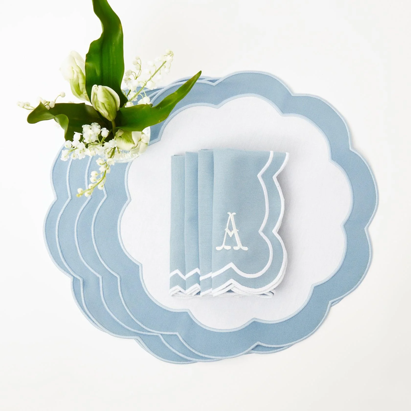 Serena Appliqué Blue Napkins (Set of 4) - Image 9