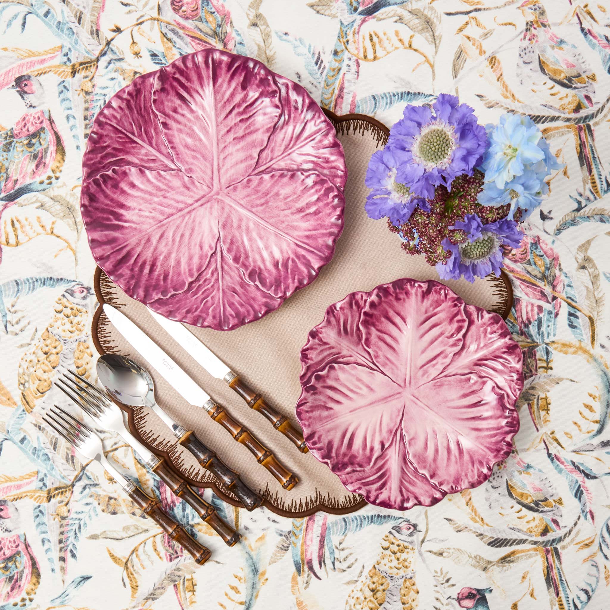 Serena Aubergine Cabbage Dinner & Starter Plates (Set of 8) - Image 3