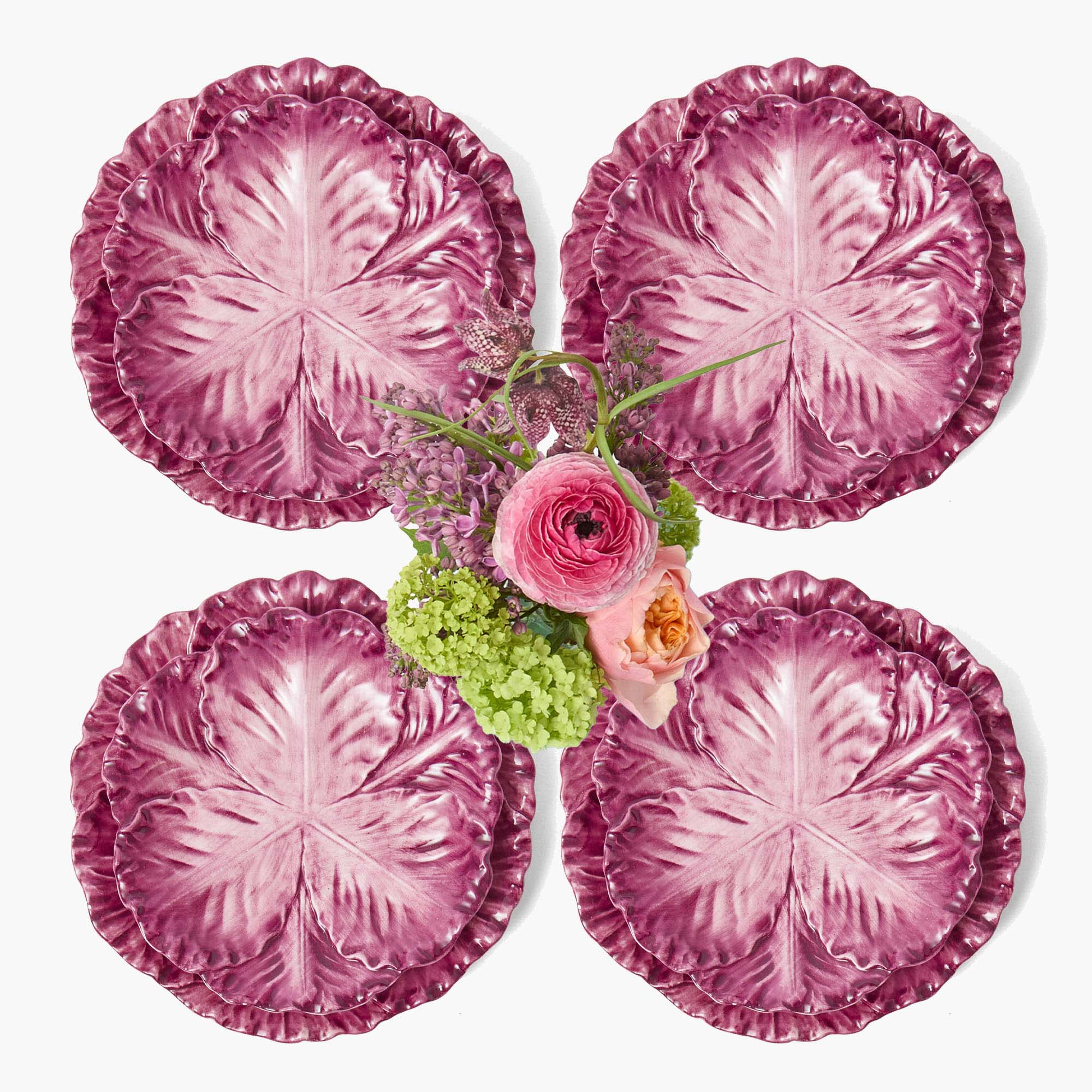 Serena Aubergine Cabbage Dinner & Starter Plates (Set of 8) - Image 8
